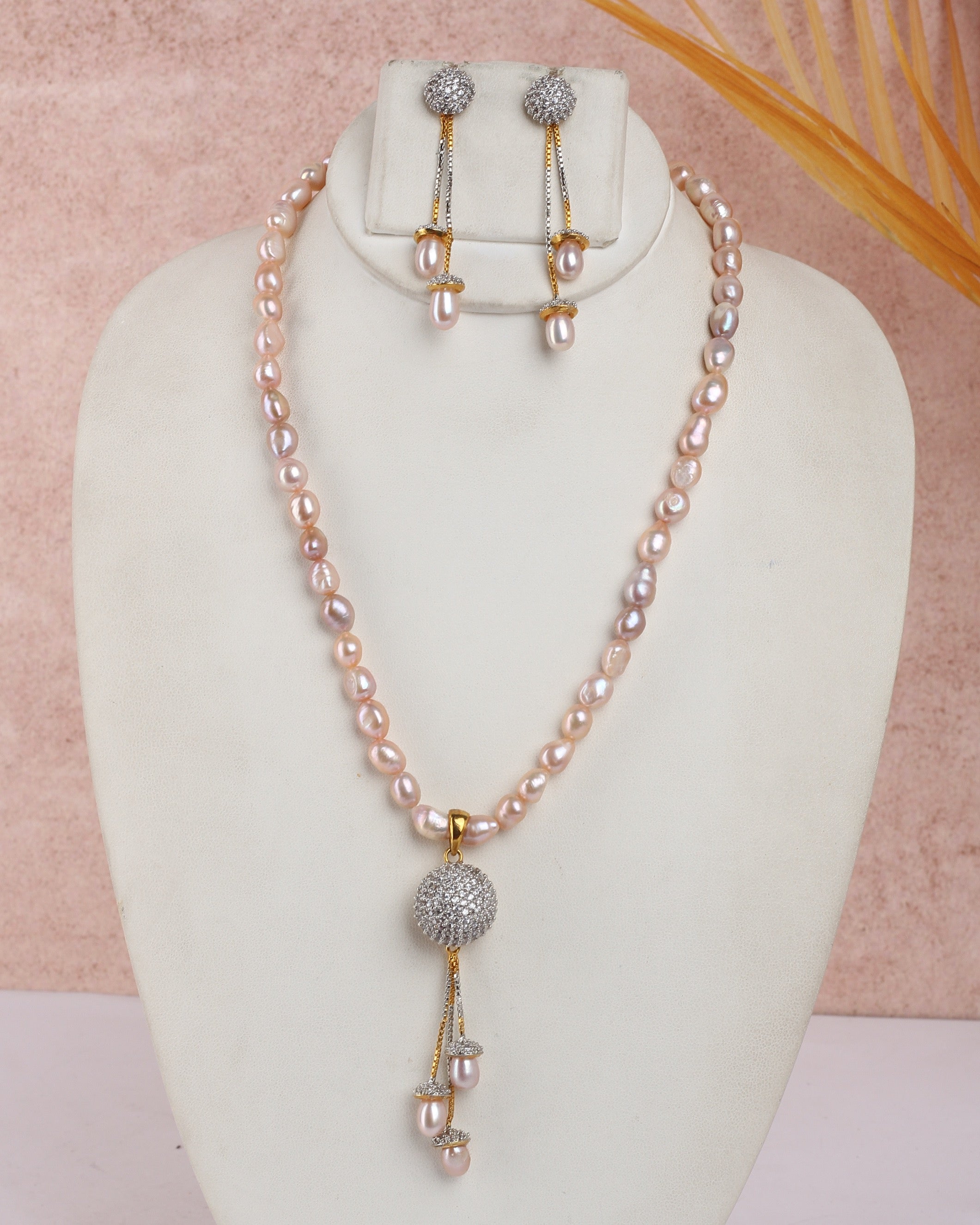 Real Natural Fresh Water Single String Pearls Set For Women With Certificate(D.No ADPRLS2361)