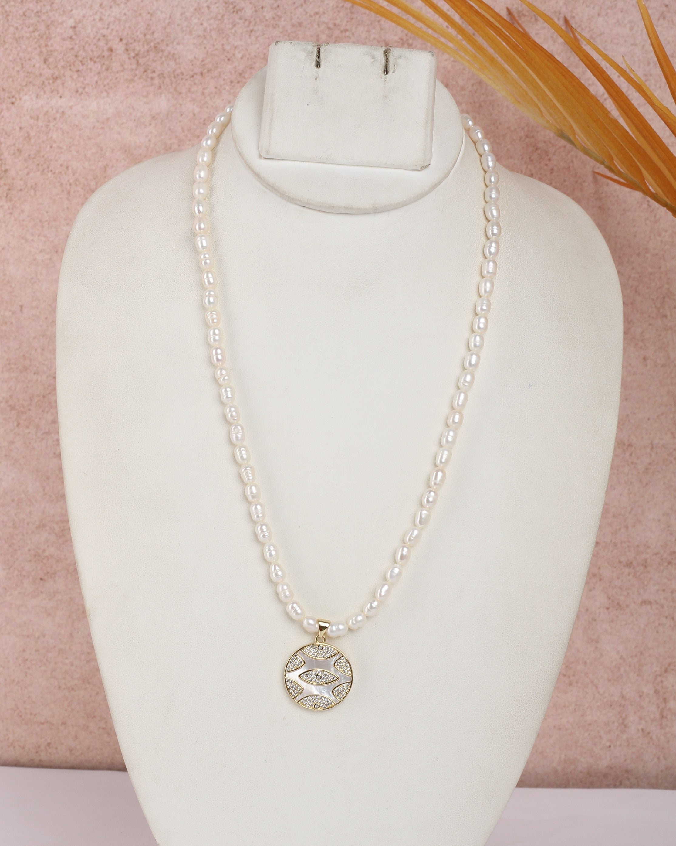 Real Natural Fresh Water Pearls Mala With Locket For Women With Certificate(D.No ADPRLS2369)