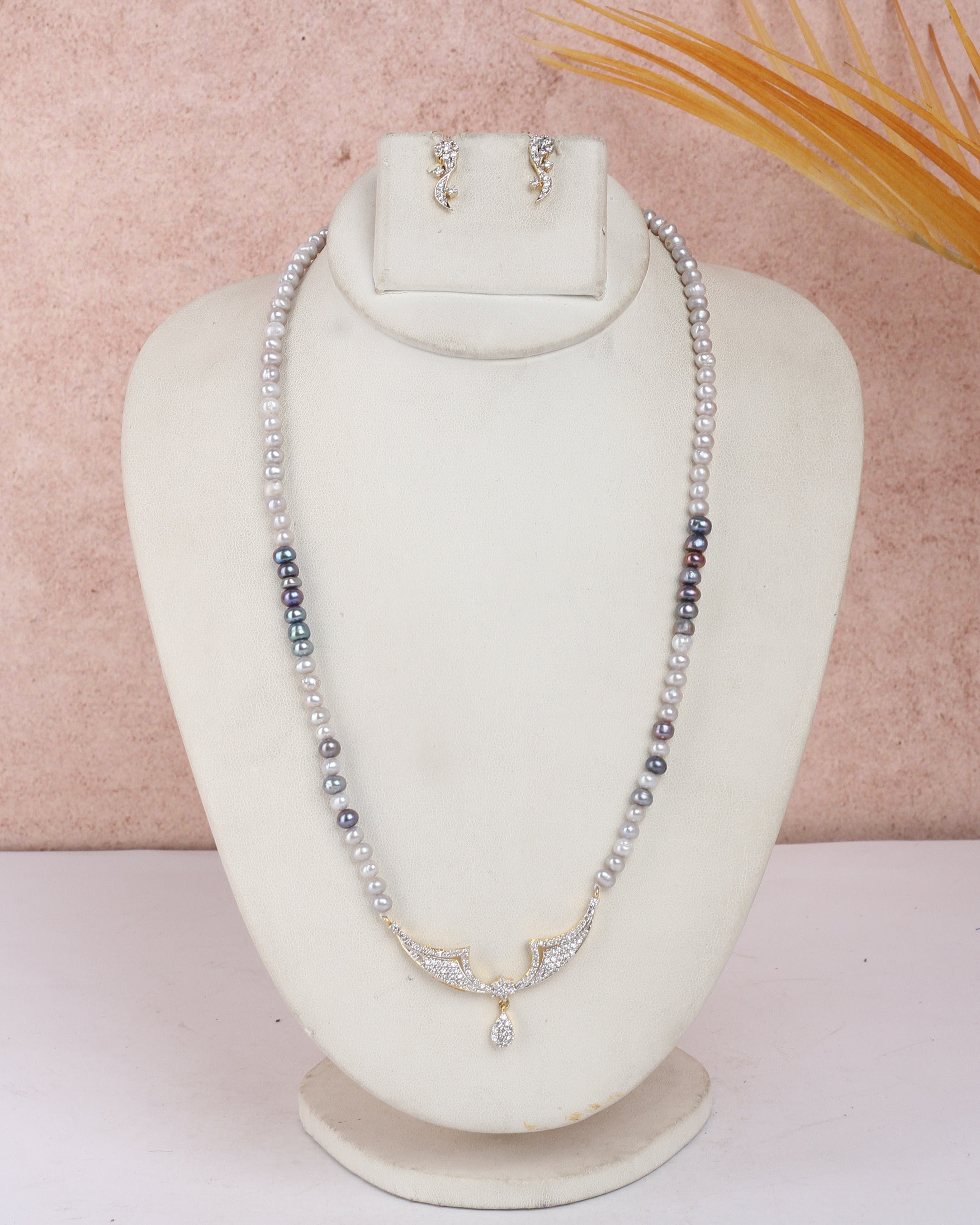 Real Natural Fresh Water Single String Pearls Set For Women With Certificate(D.No ADPRLS2373)