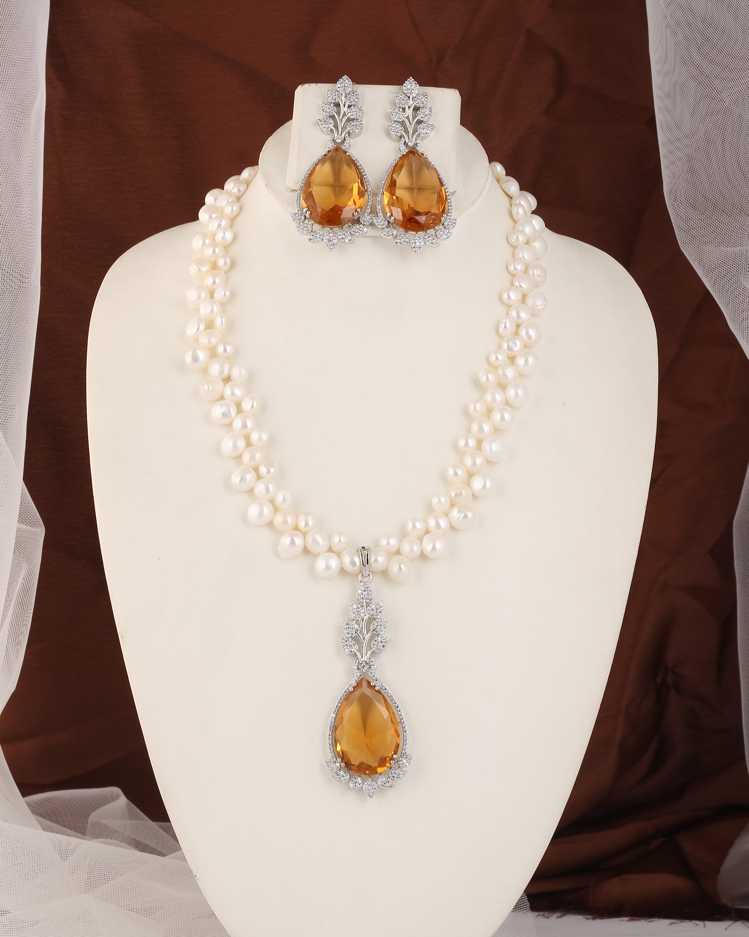 Authentic Real Natural Fresh water Button Pearl Set – With Certificate (D.No ADPRLS2429)