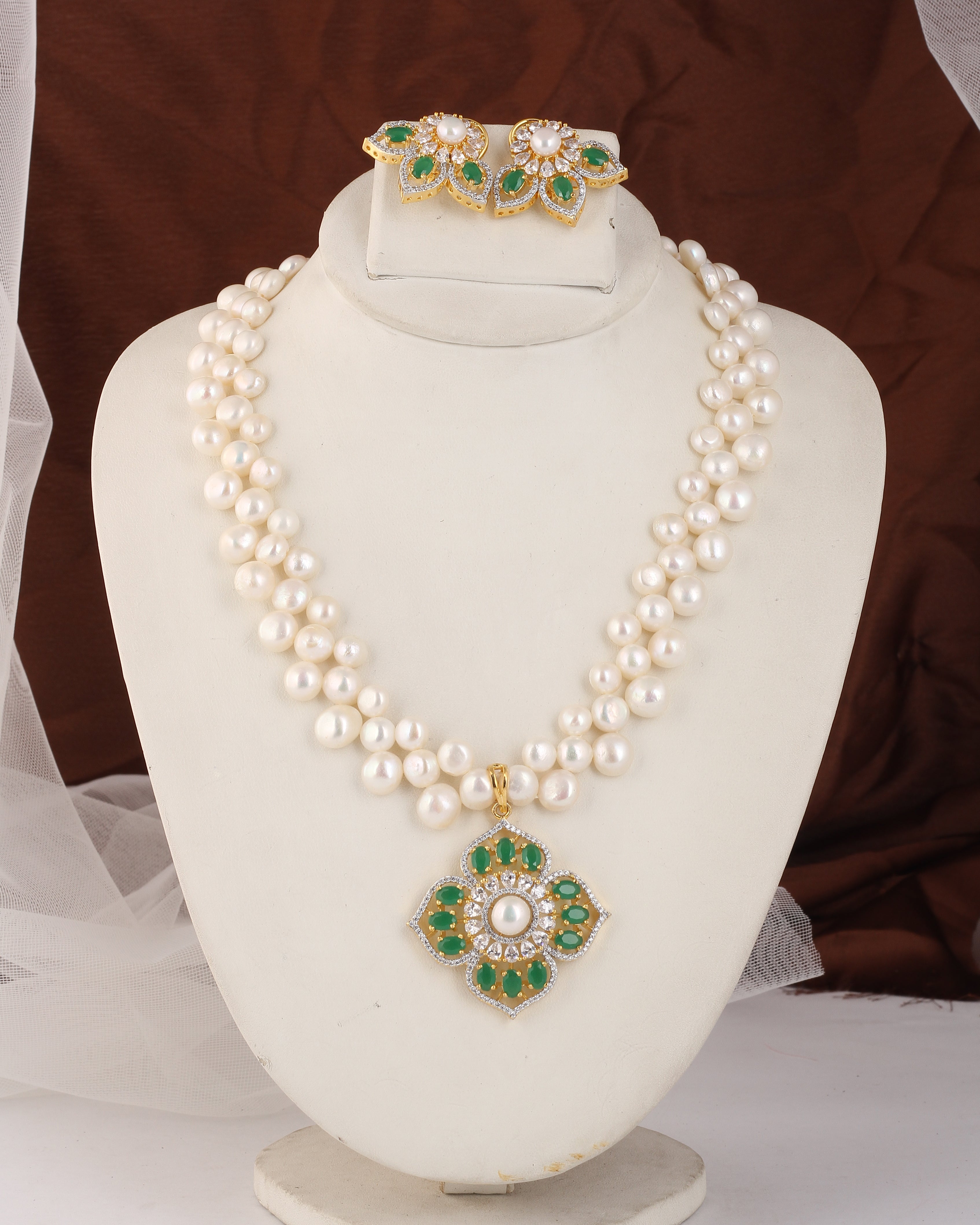 Authentic Real Natural Fresh water Button Pearl Set – With Certificate (D.No ADPRLS2438)