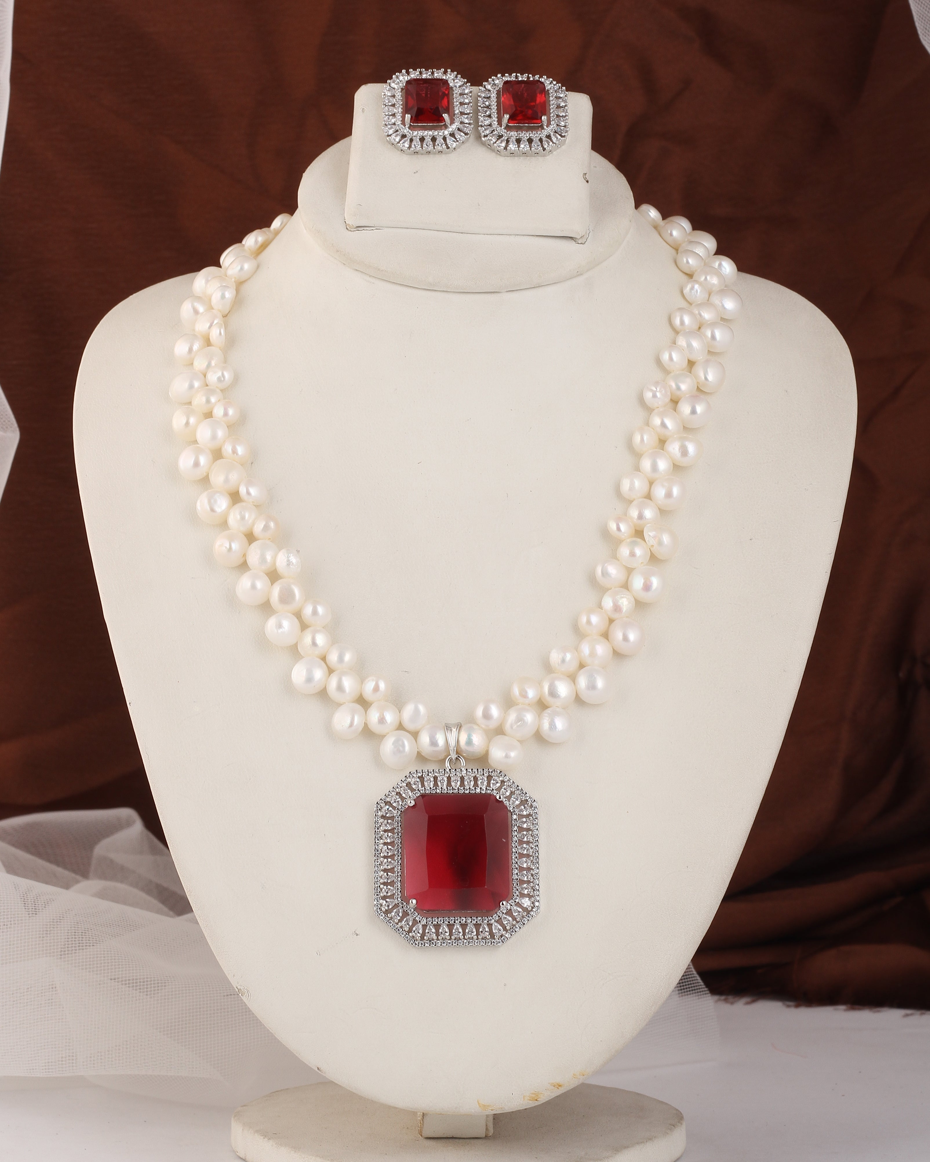 Authentic Real Natural Fresh water Button Pearl Set – With Certificate (D.No ADPRLS2443)