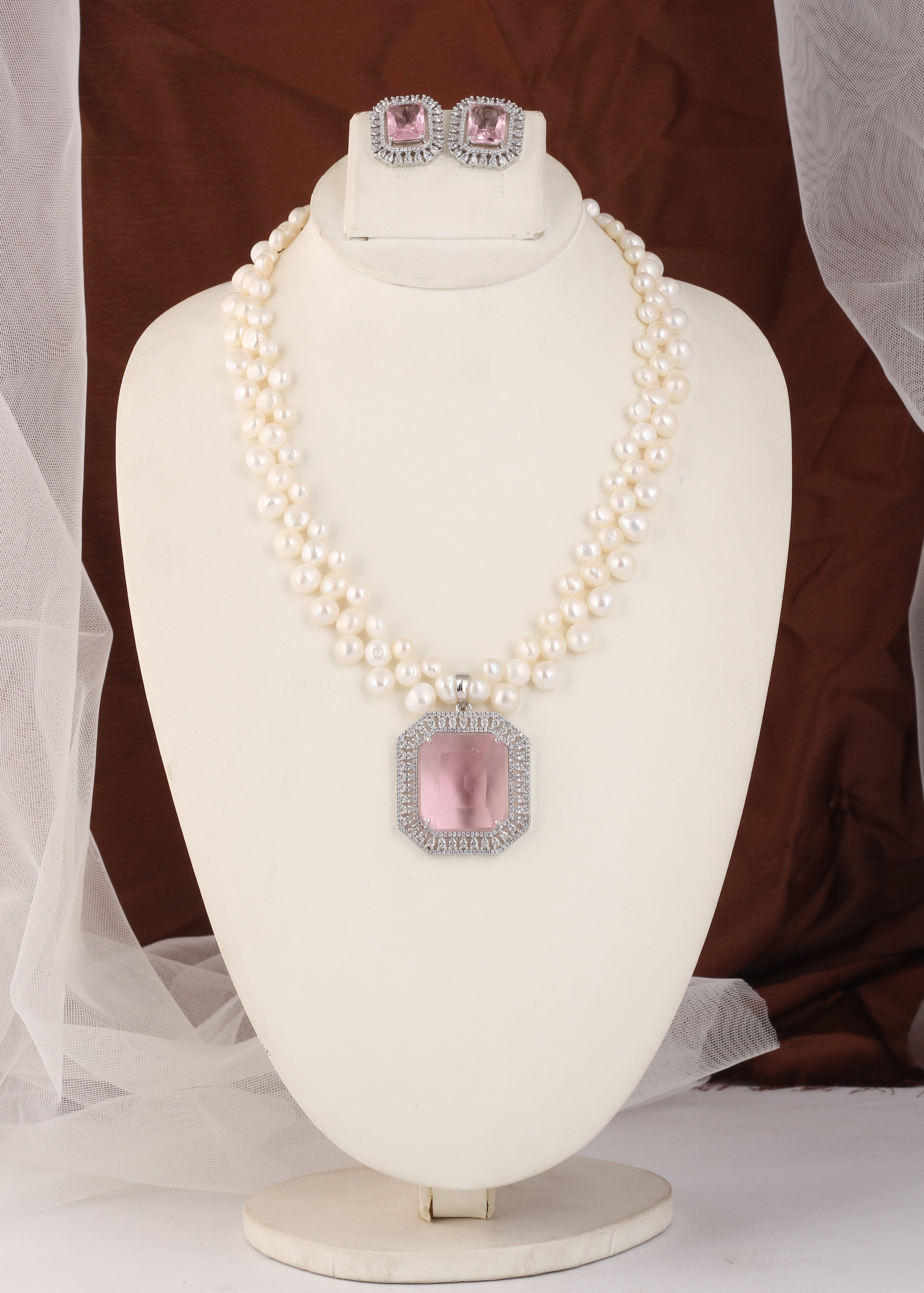 Authentic Real Natural Fresh water Button Pearl Set – With Certificate (D.No ADPRLS2445)