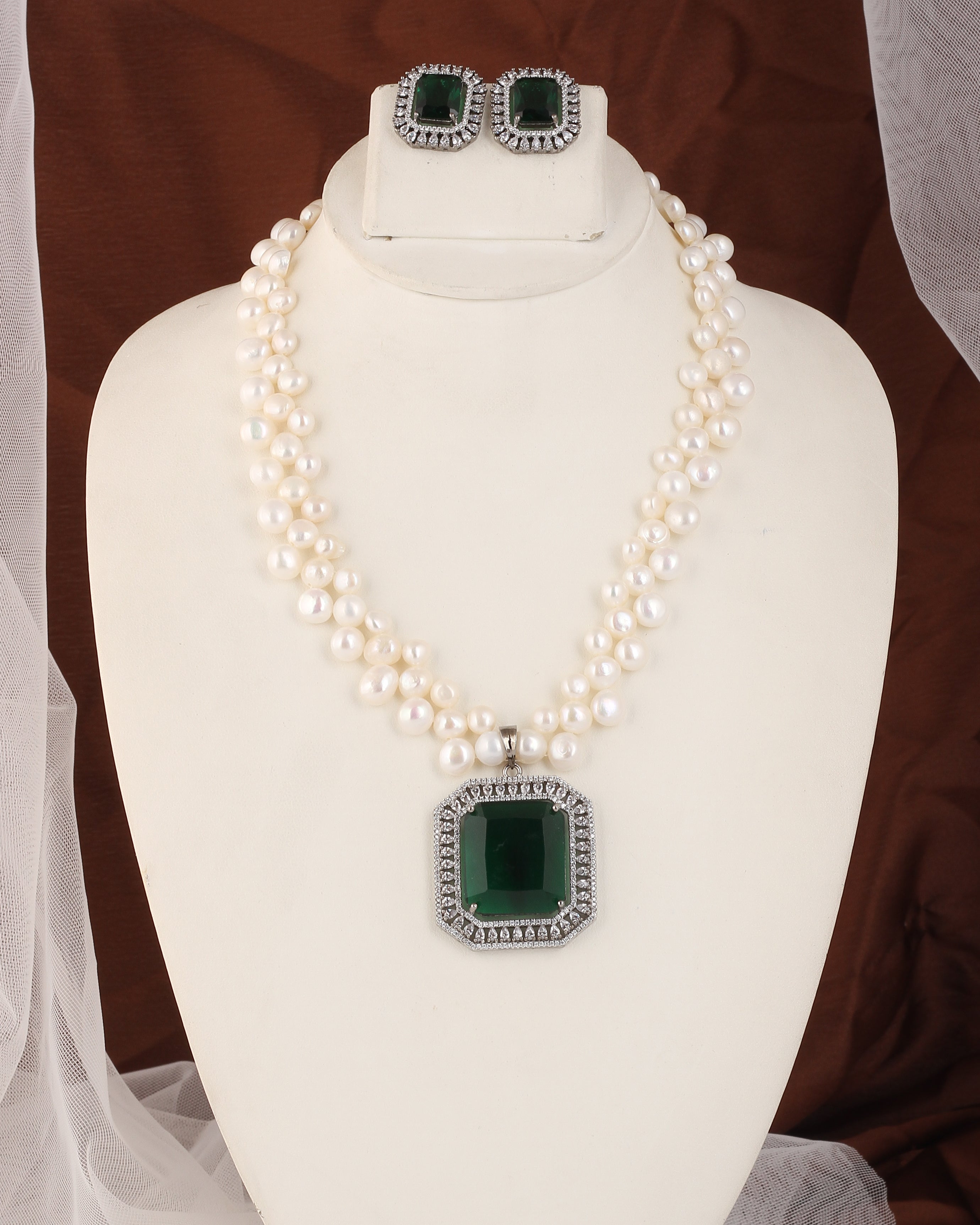 Authentic Real Natural Fresh water Button Pearl Set – With Certificate (D.No ADPRLS2446)