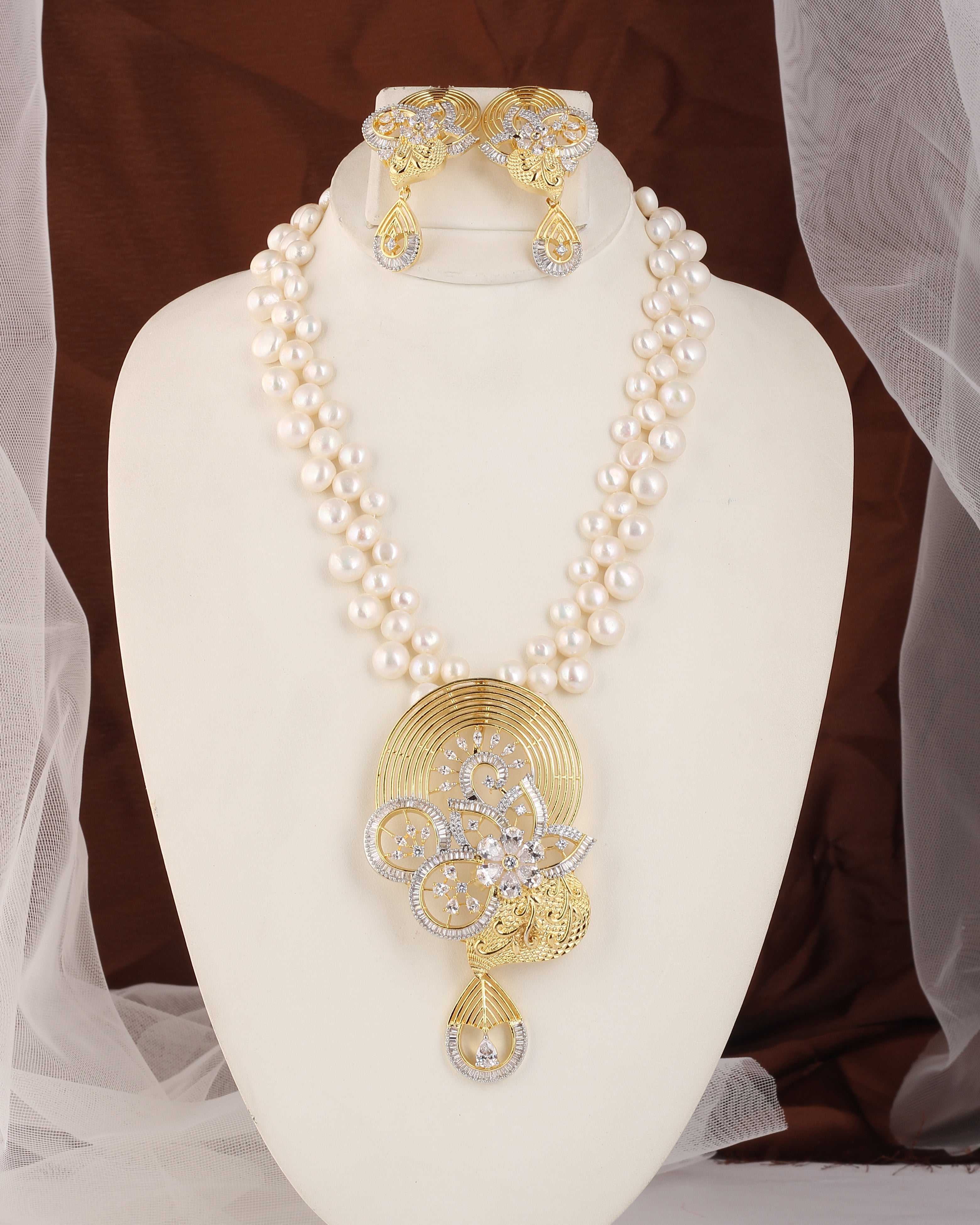 Authentic Real Natural Fresh water Button Pearl Set – With Certificate (D.No ADPRLS2448)