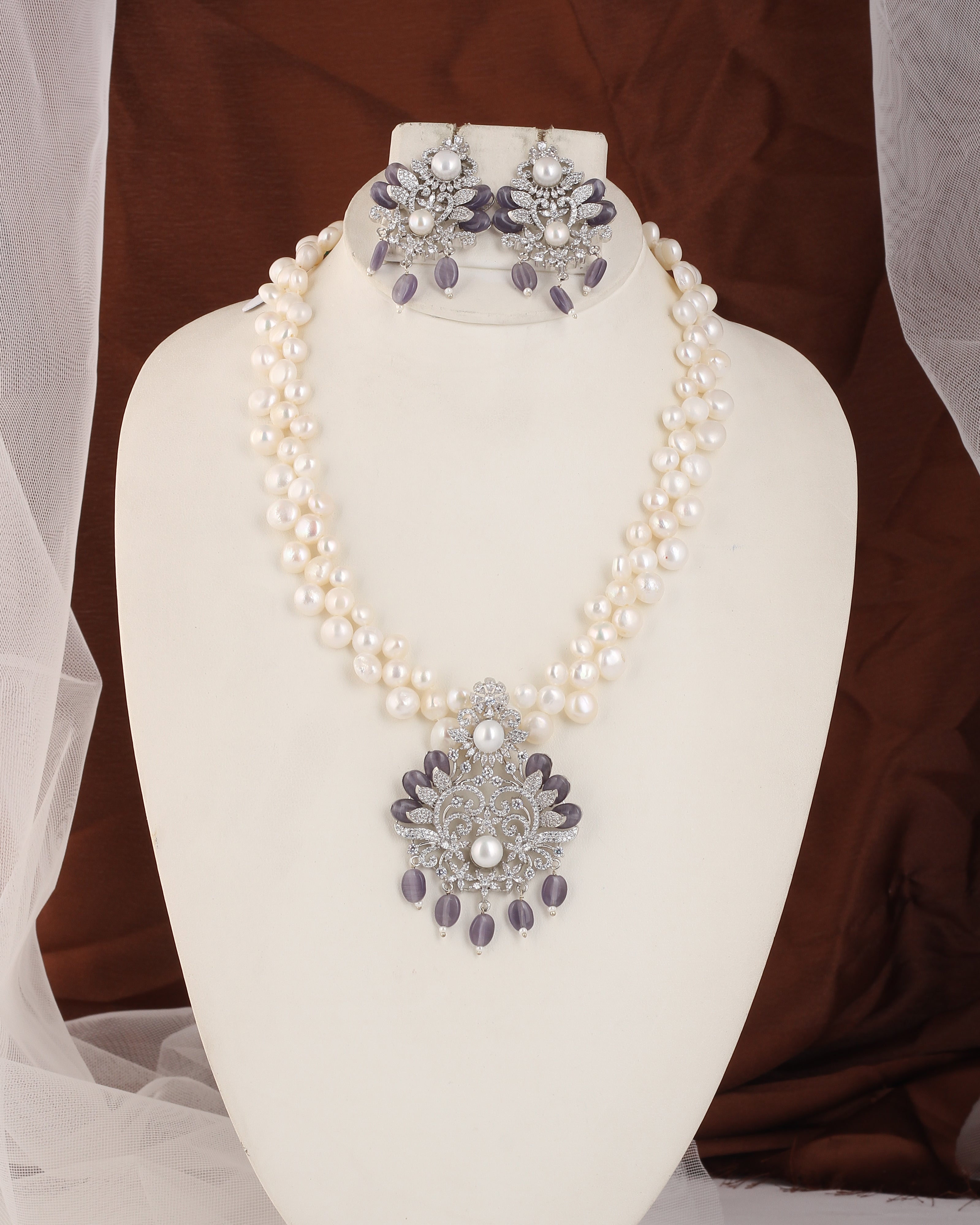 Authentic Real Natural Fresh water Button Pearl Set – With Certificate (D.No ADPRLS2457)