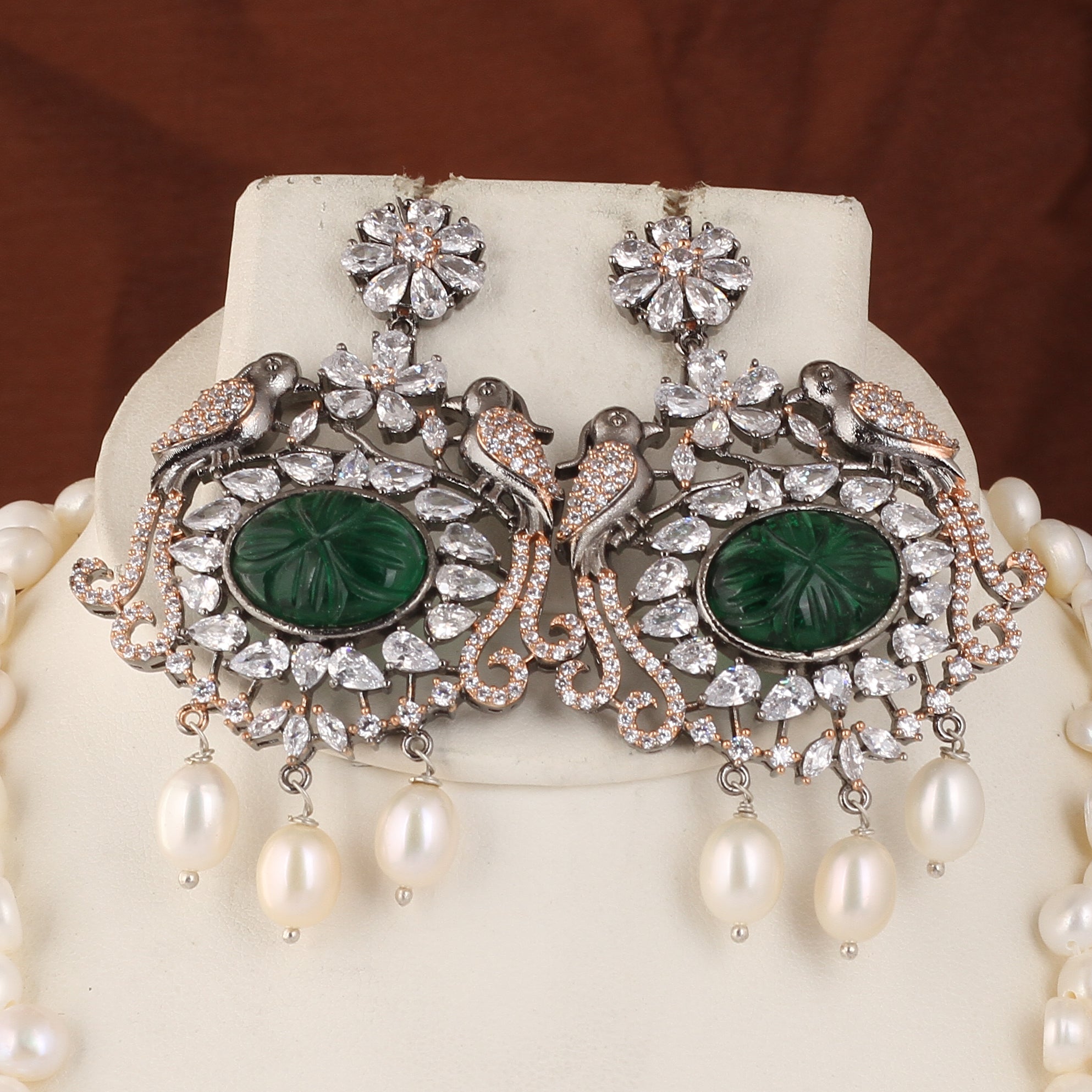 Authentic Real Natural Fresh water Button Pearl Set – With Certificate (D.No ADPRLS2459)