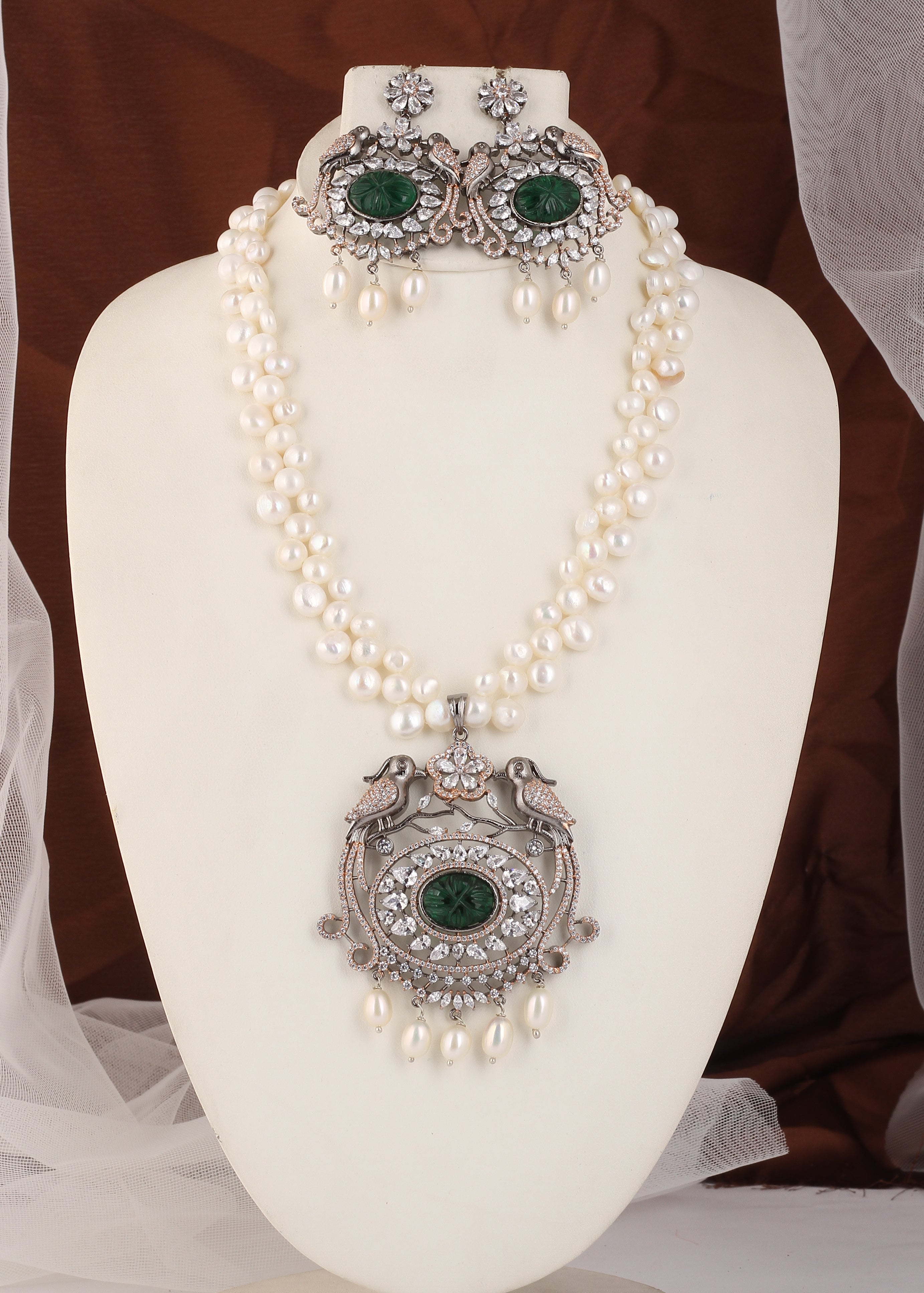 Authentic Real Natural Fresh water Button Pearl Set – With Certificate (D.No ADPRLS2459)