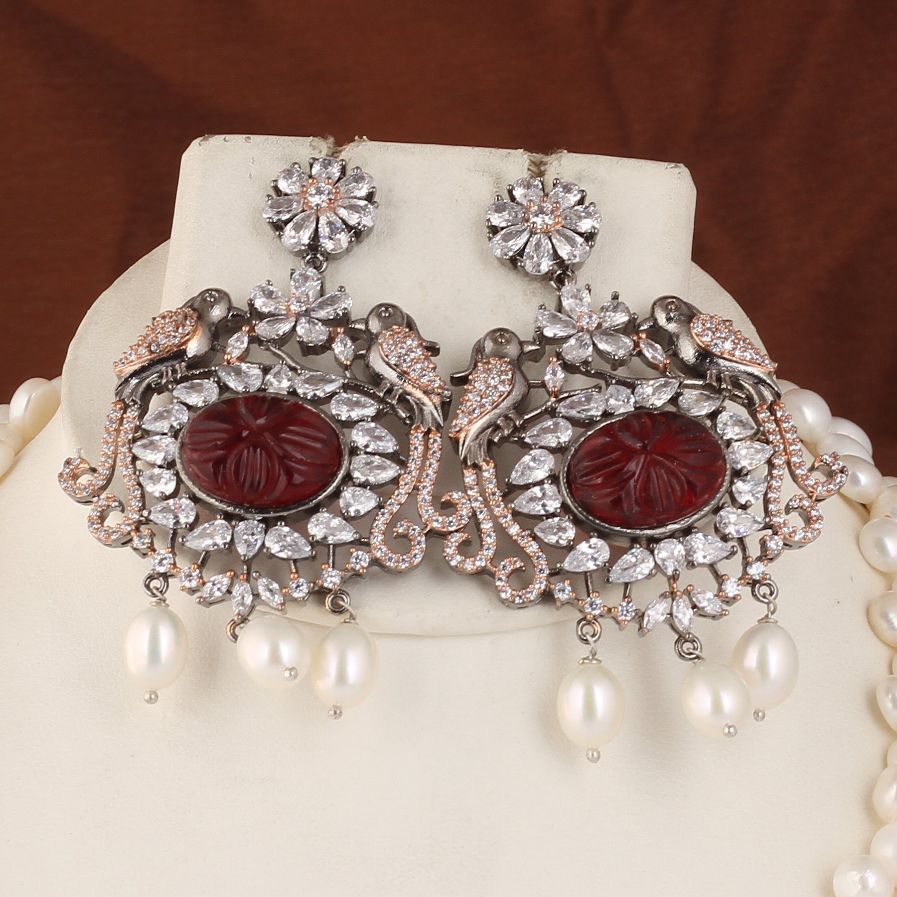 Authentic Real Natural Fresh water Button Pearl Set – With Certificate (D.No ADPRLS2460)