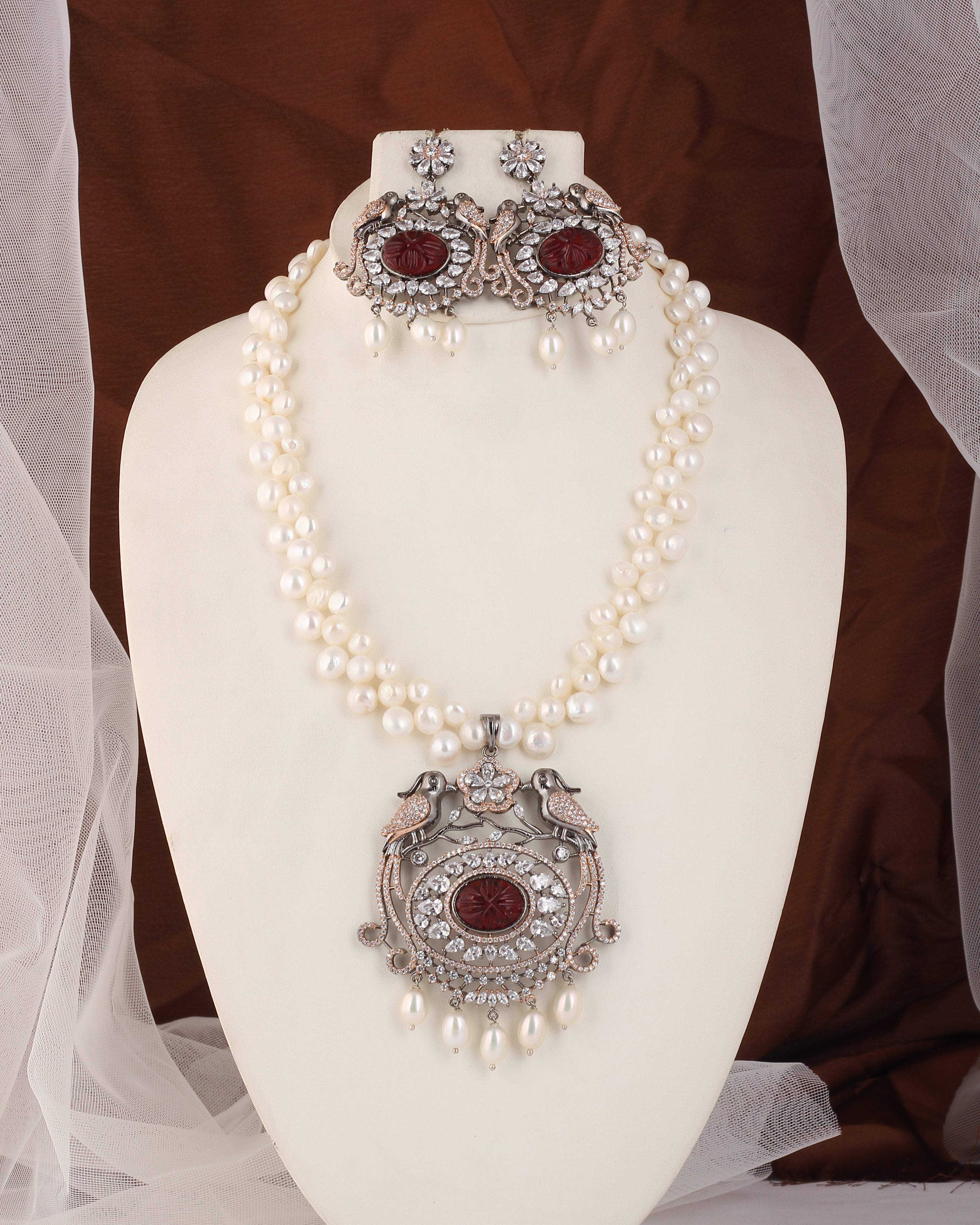 Authentic Real Natural Fresh water Button Pearl Set – With Certificate (D.No ADPRLS2460)
