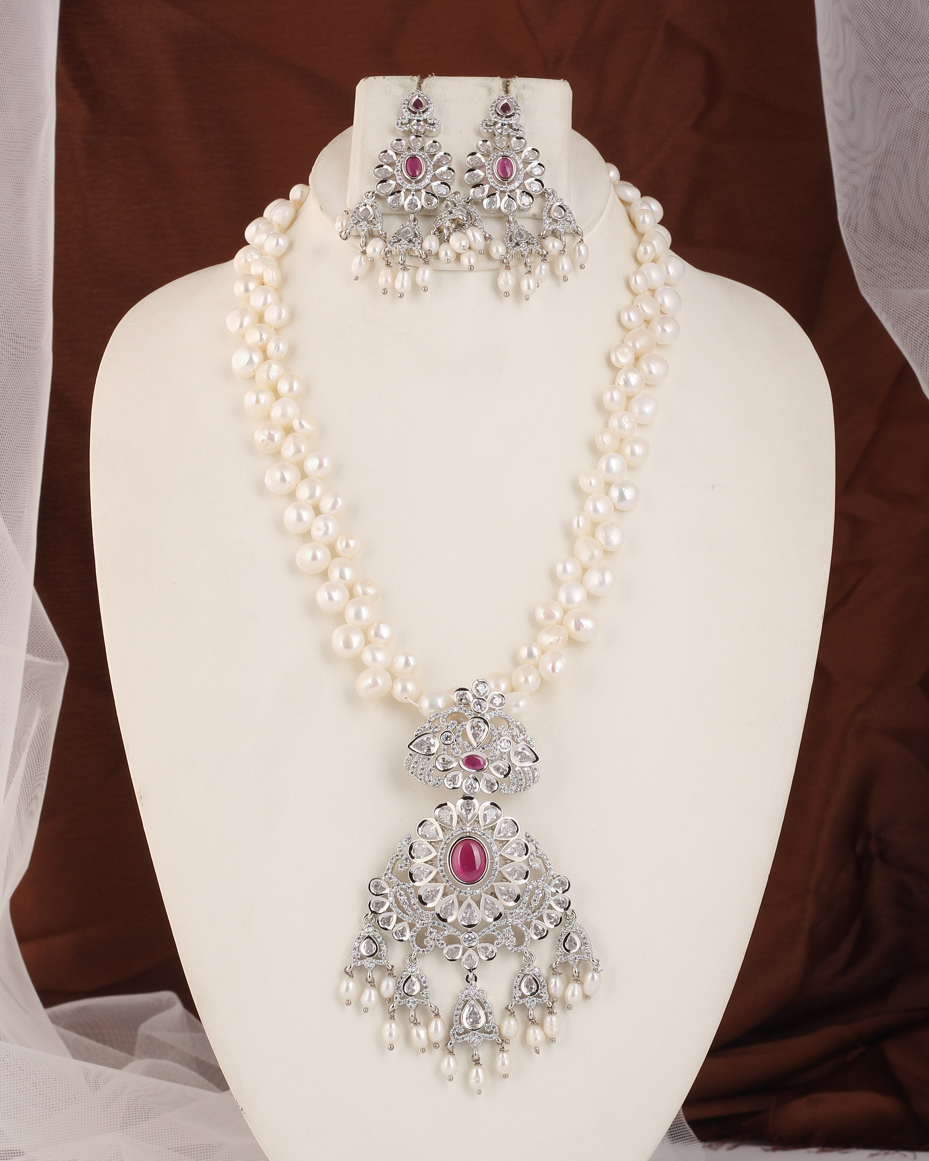 Authentic Real Natural Fresh water Button Pearl Set – With Certificate (D.No ADPRLS2461)