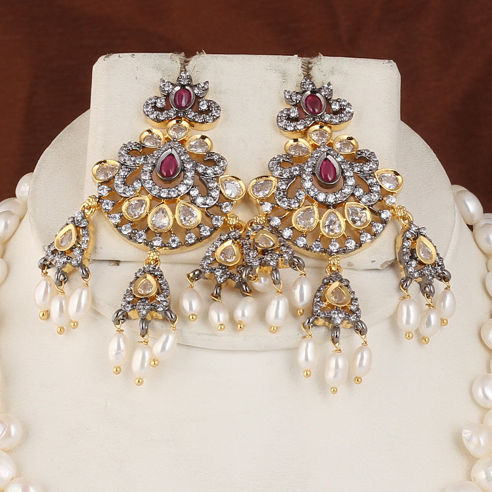 Authentic Real Natural Fresh water Button Pearl Set – With Certificate (D.No ADPRLS2469)