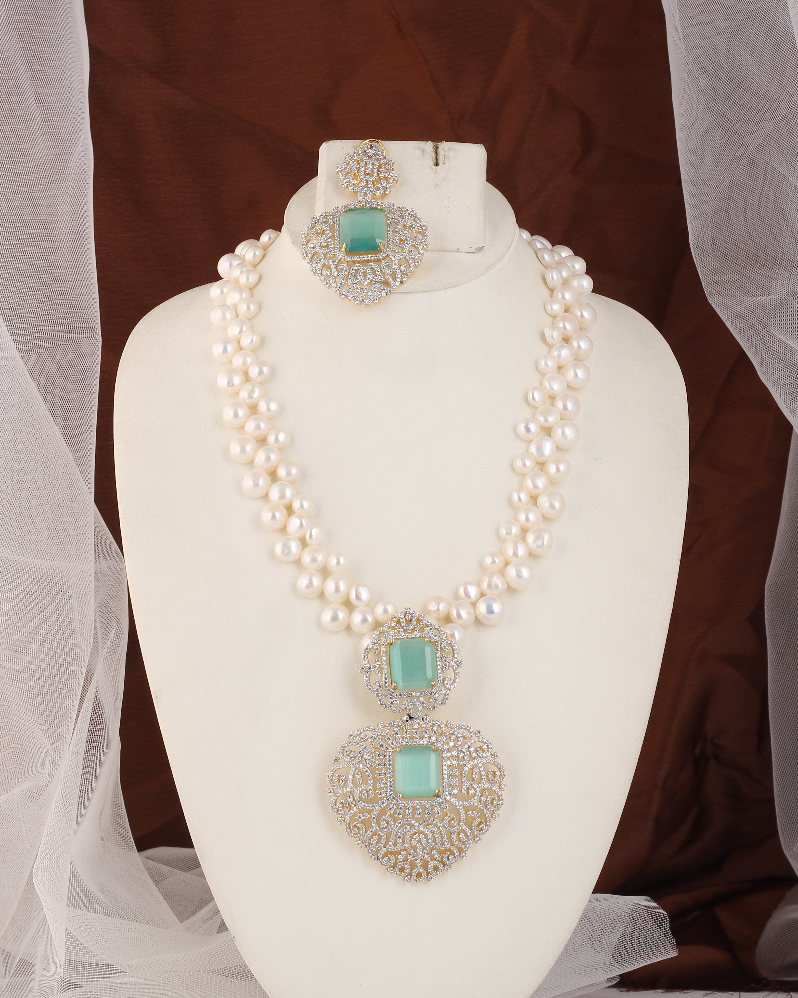 Authentic Real Natural Fresh water Button Pearl Set – With Certificate (D.No ADPRLS2483)