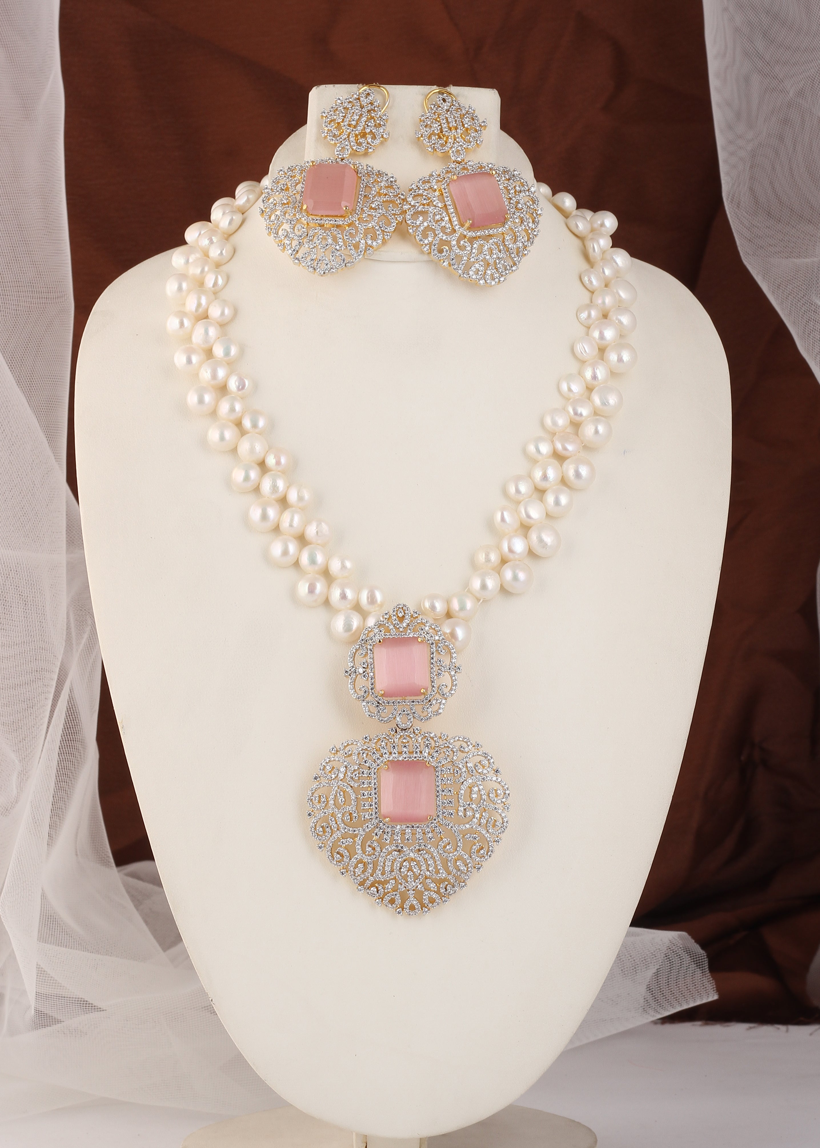 Authentic Real Natural Fresh water Button Pearl Set – With Certificate (D.No ADPRLS2484)