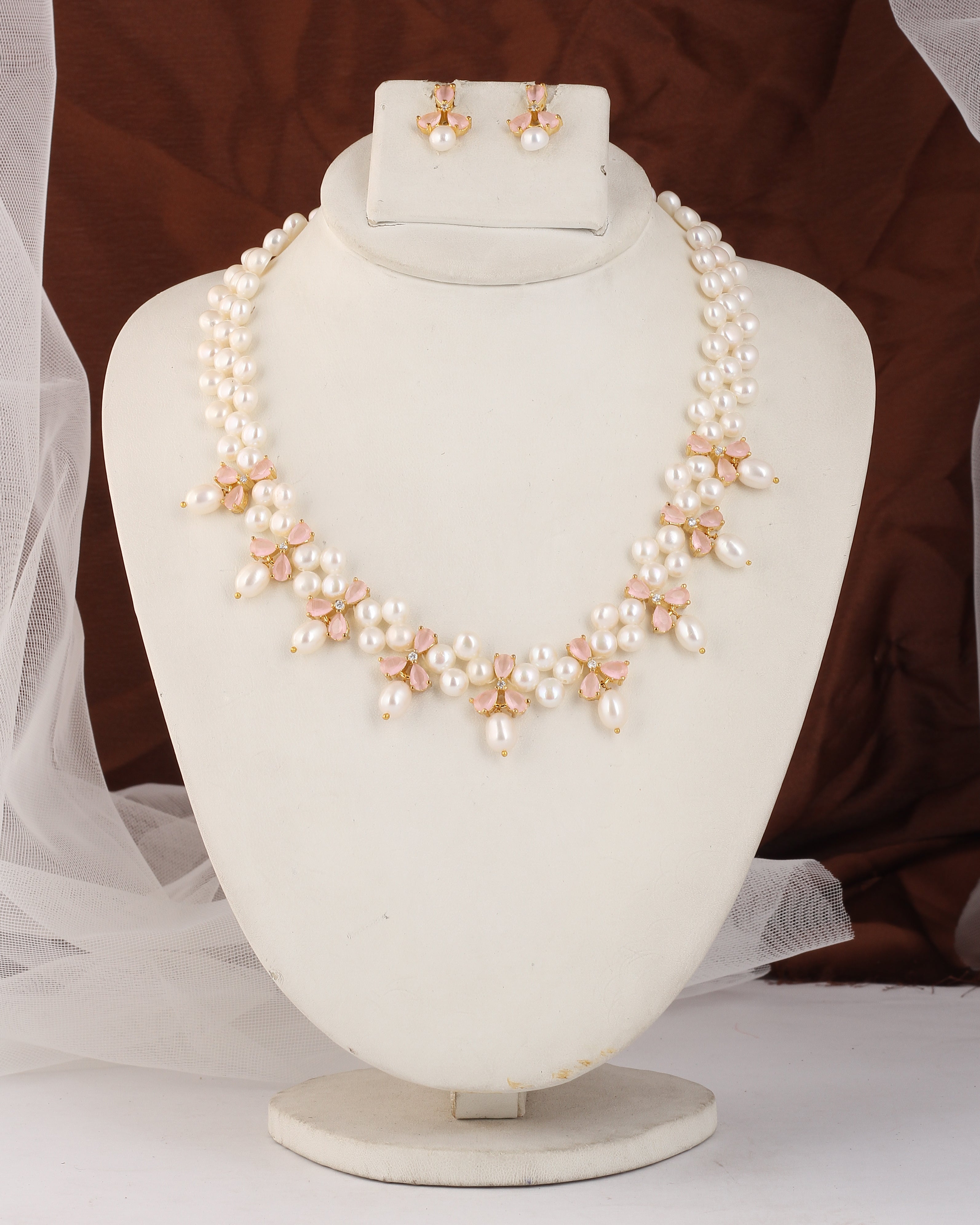 Authentic Real Natural Fresh water Button Pearl Set – With Certificate (D.No ADPRLS2501)