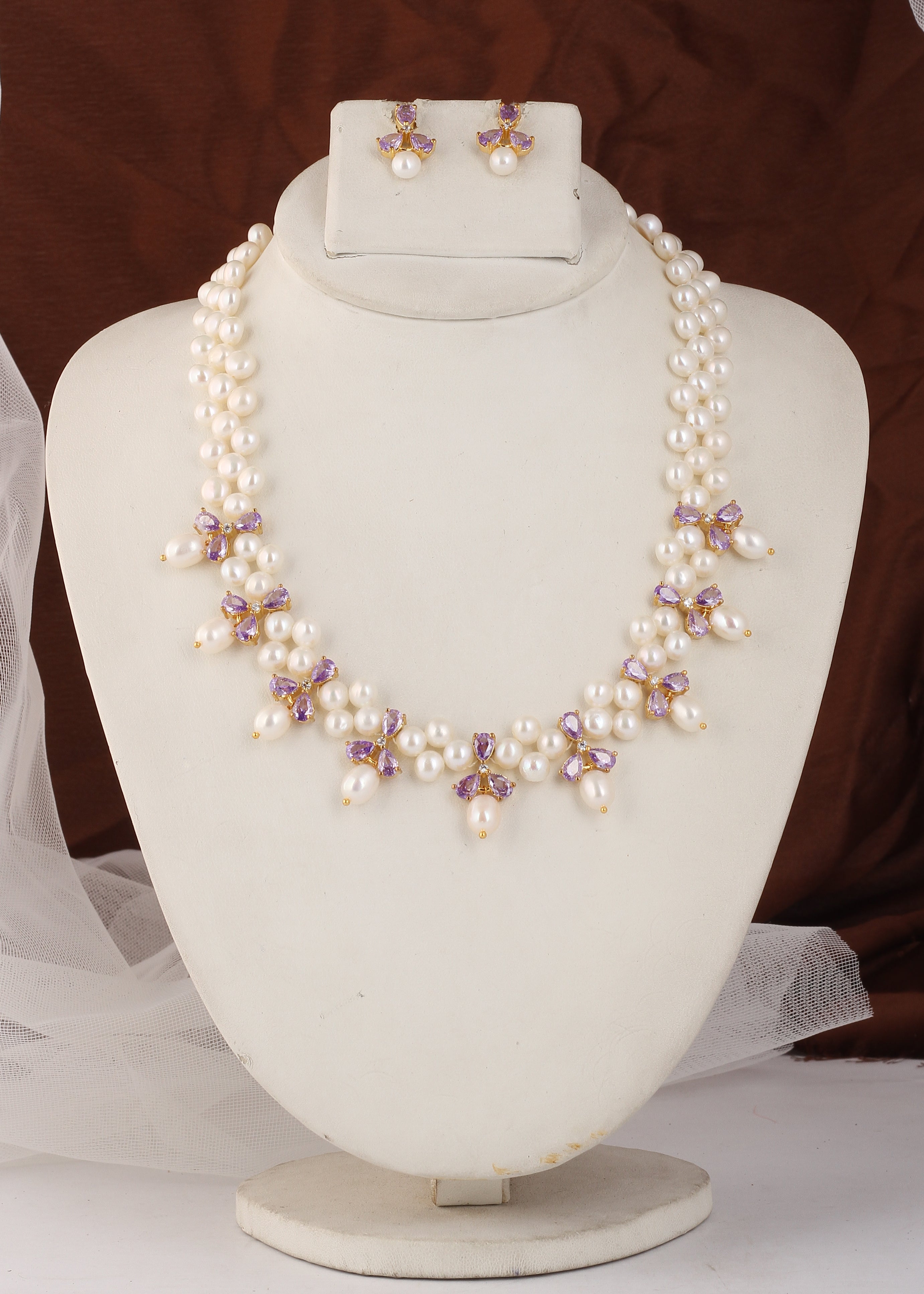 Authentic Real Natural Fresh water Button Pearl Set – With Certificate (D.No ADPRLS2502)