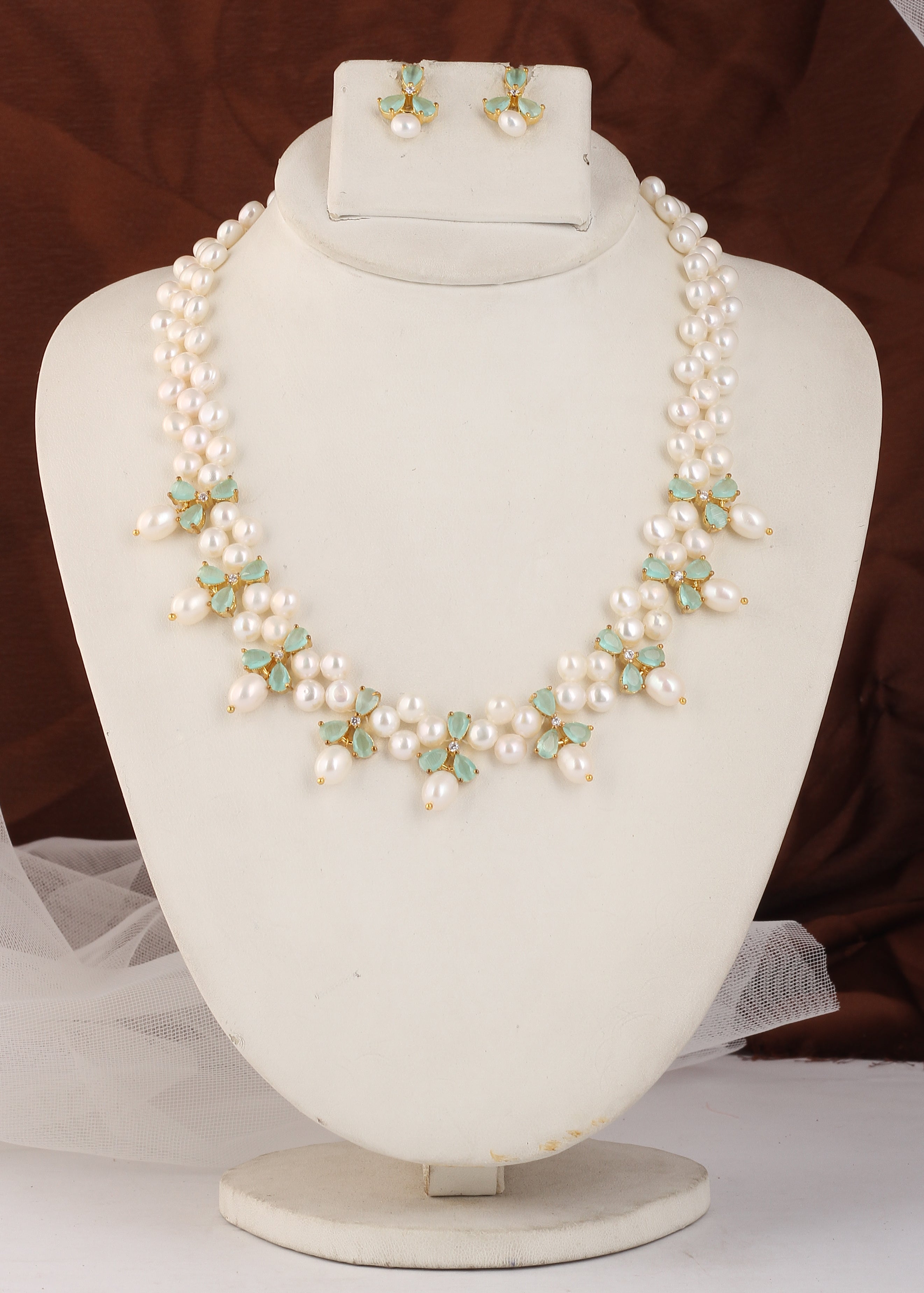 Authentic Real Natural Fresh water Button Pearl Set – With Certificate (D.No ADPRLS2503)