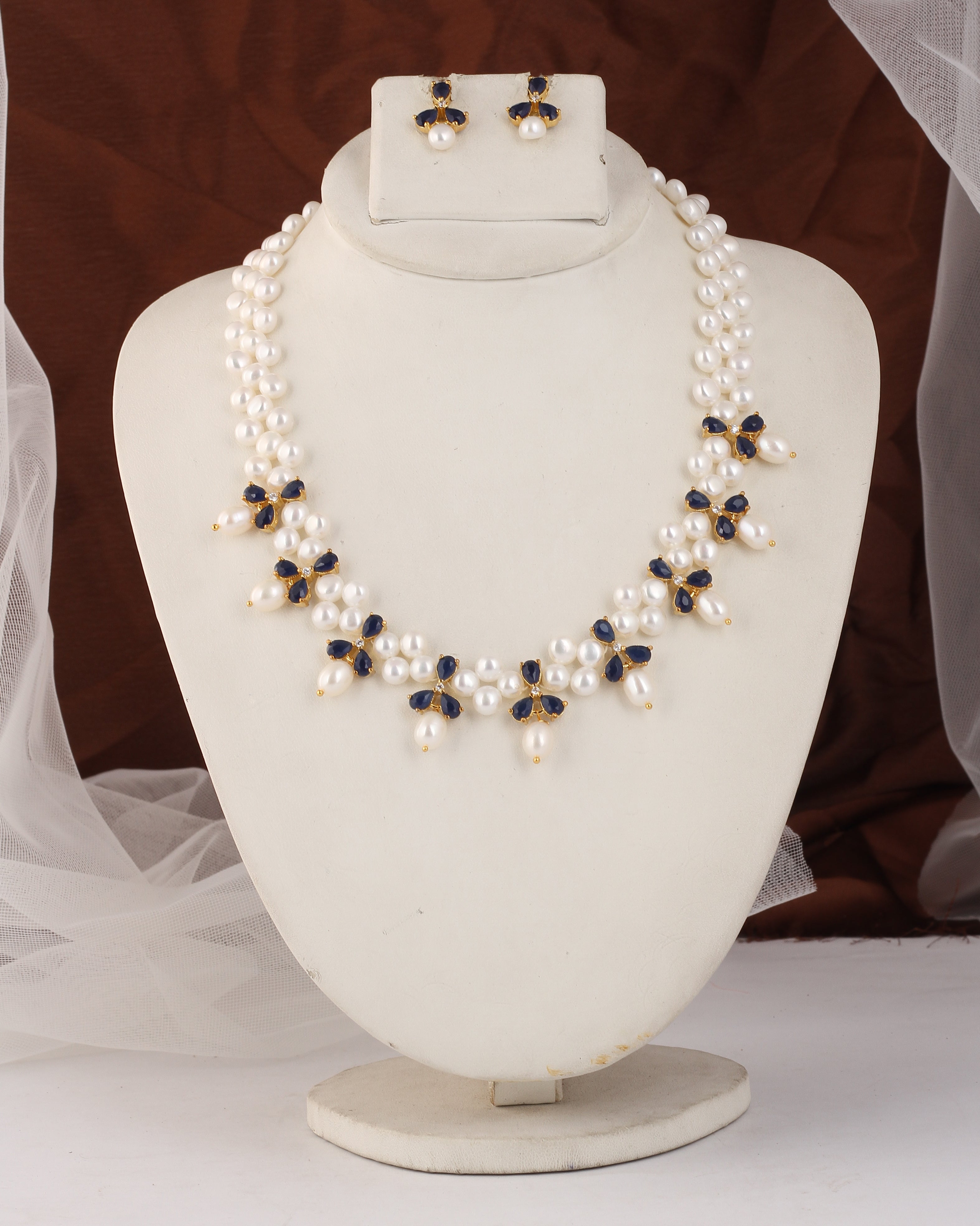 Authentic Real Natural Fresh water Button Pearl Set – With Certificate (D.No ADPRLS2504)