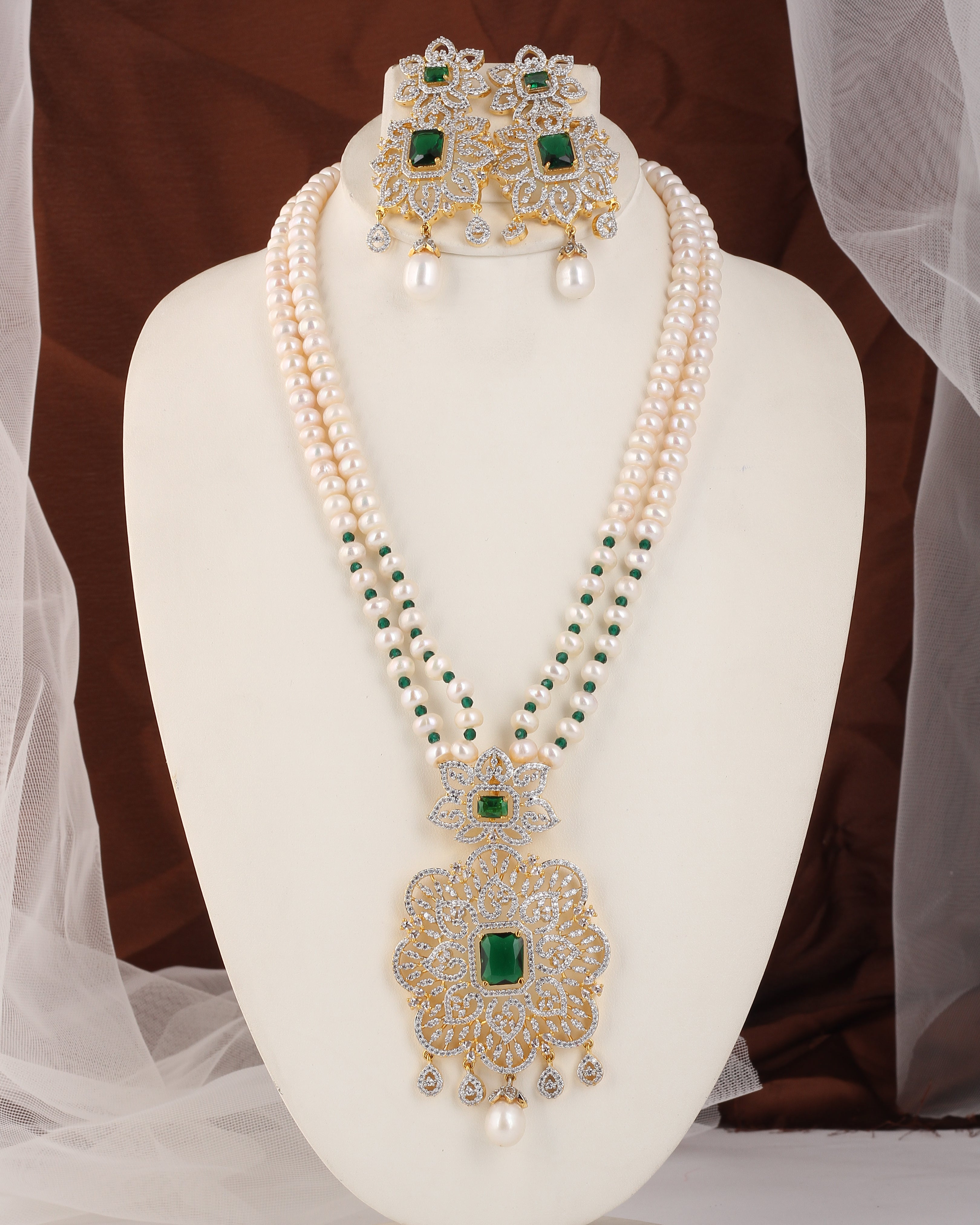Real Natural Fresh Water Exclusive Pearls Set For Women With Certificate(D.No ADPRLS2508)
