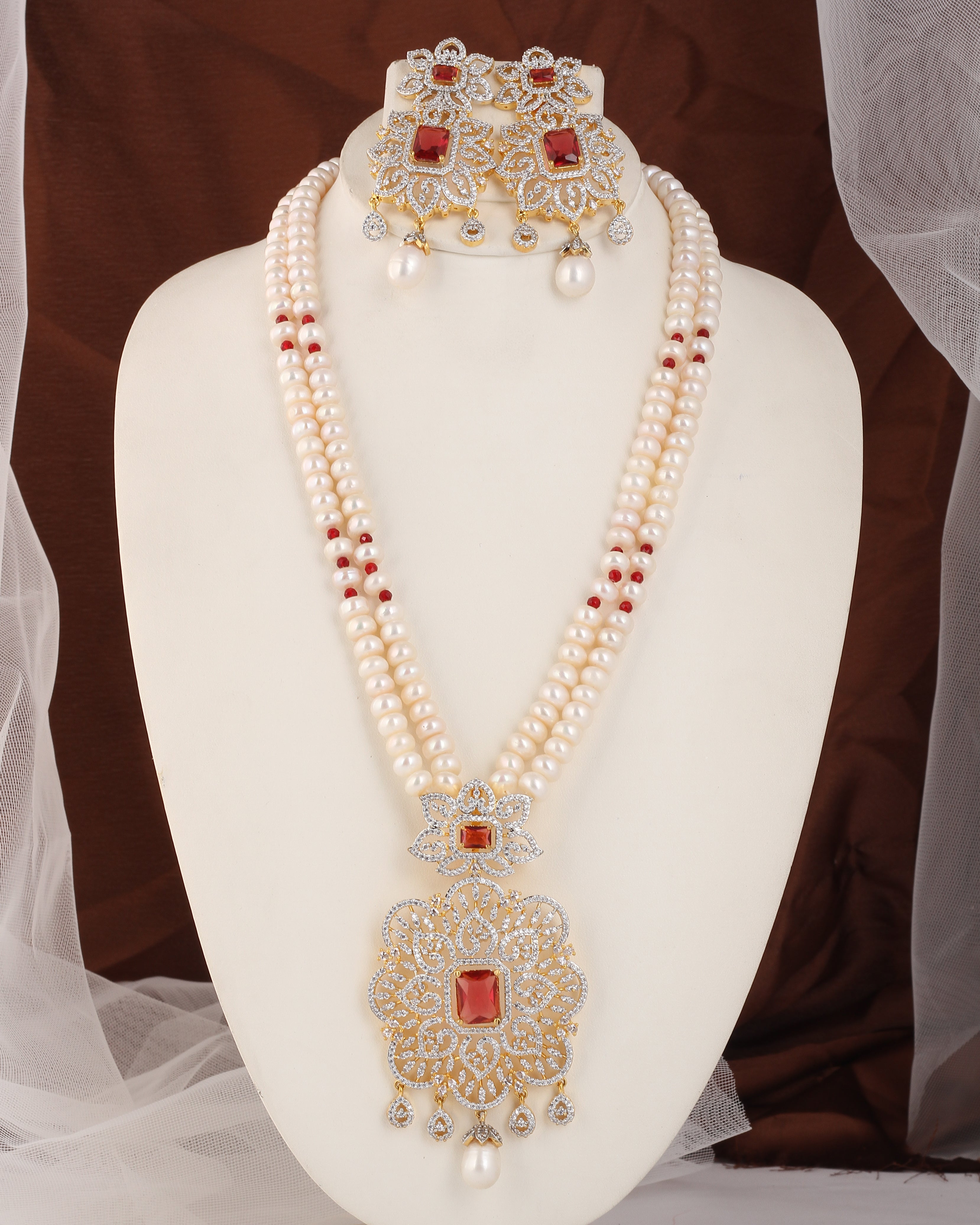 Real Natural Fresh Water Exclusive Pearls Set For Women With Certificate(D.No ADPRLS2509)