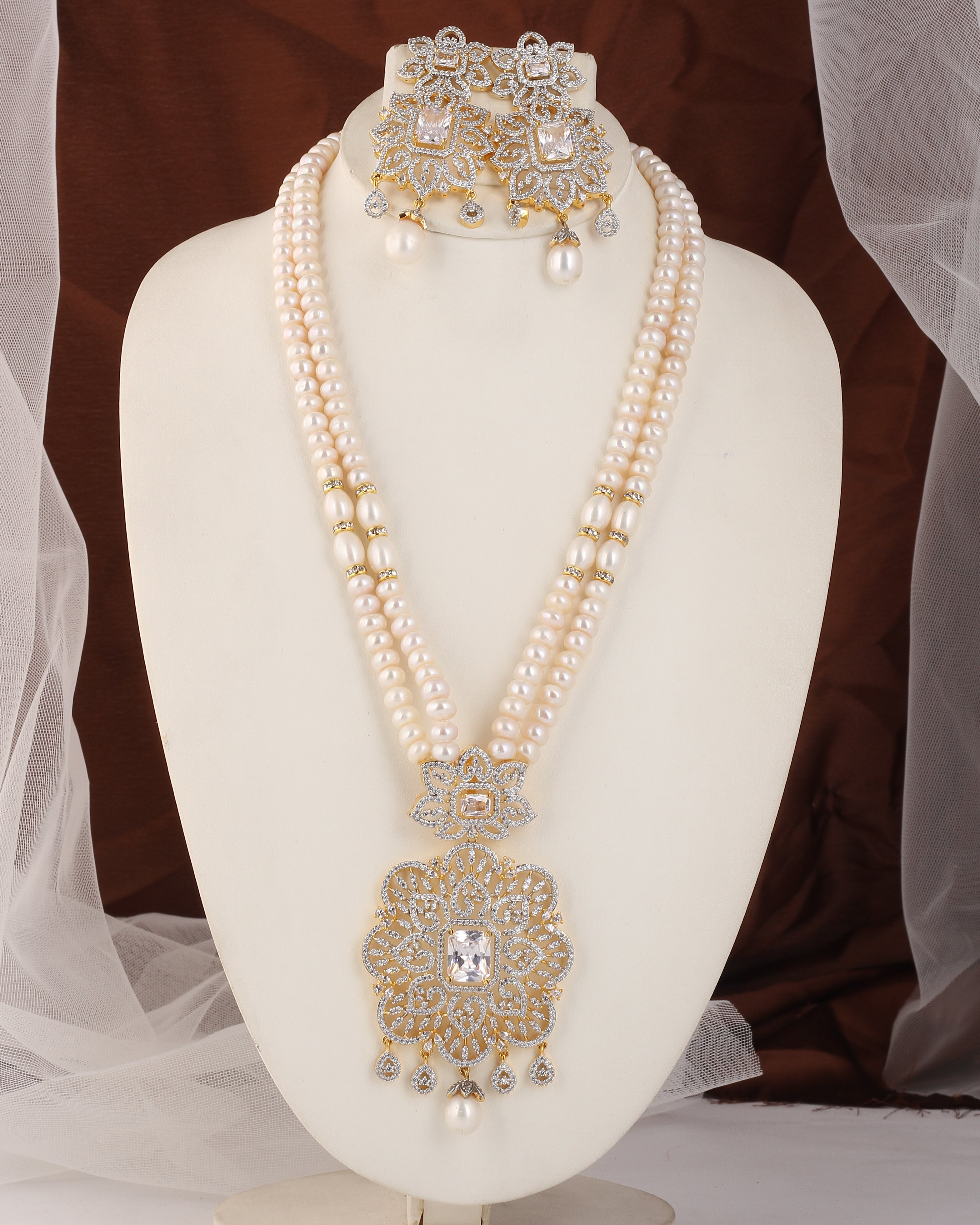 Real Natural Fresh Water Exclusive Pearls Set For Women With Certificate(D.No ADPRLS2511)