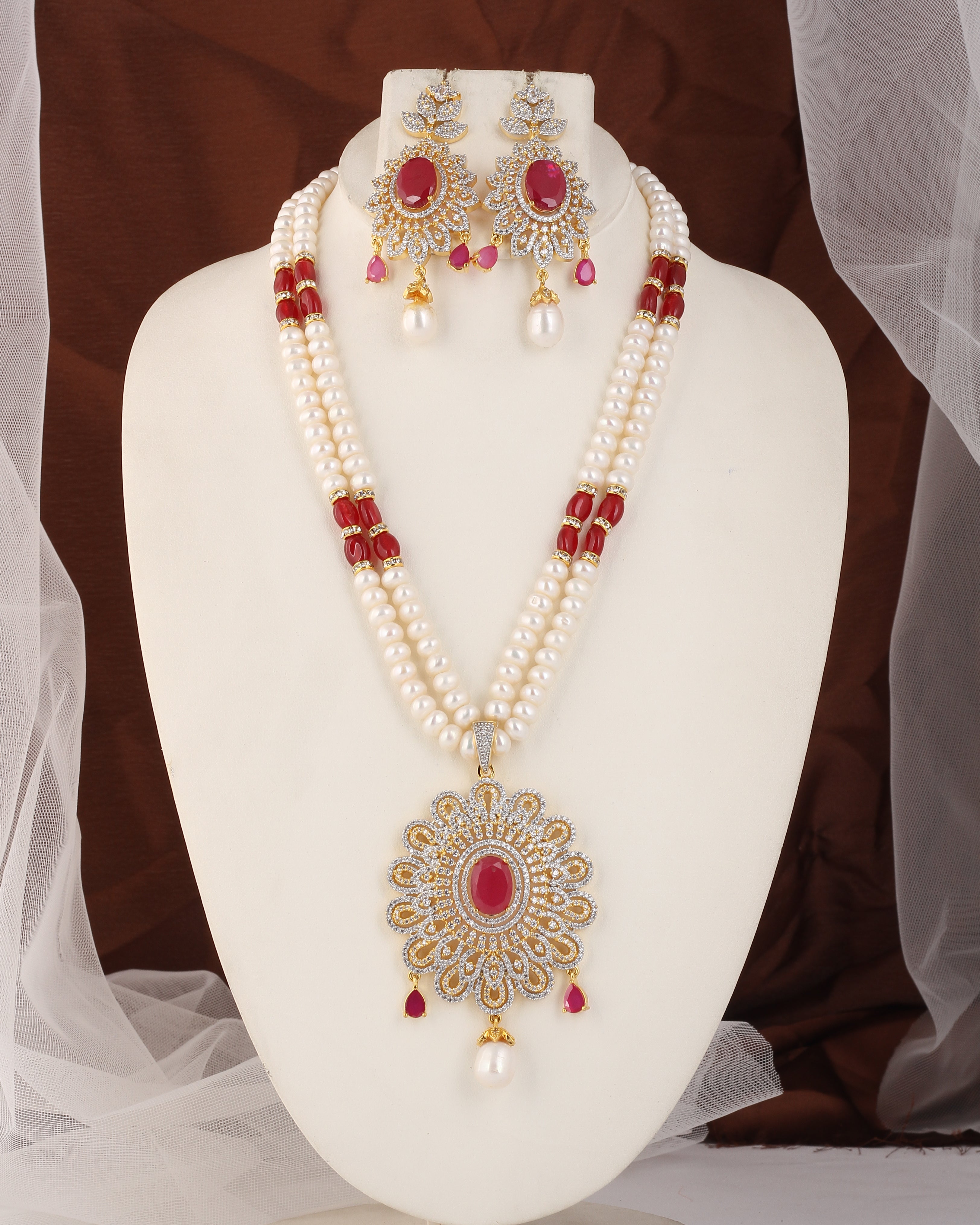Real Natural Fresh Water Exclusive Pearls Set For Women With Certificate(D.No ADPRLS2516)