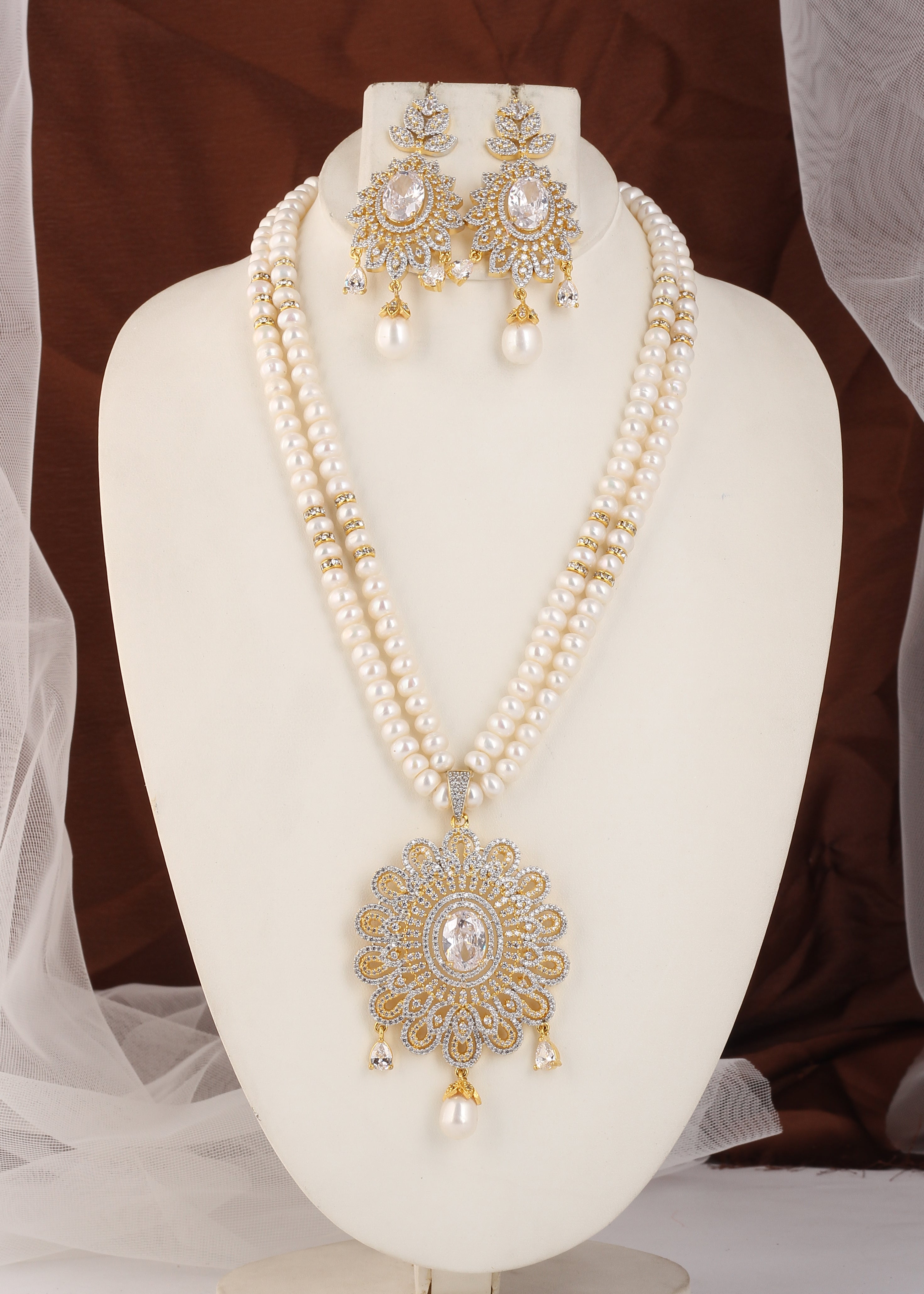 Real Natural Fresh Water Exclusive Pearls Set For Women With Certificate(D.No ADPRLS2520)