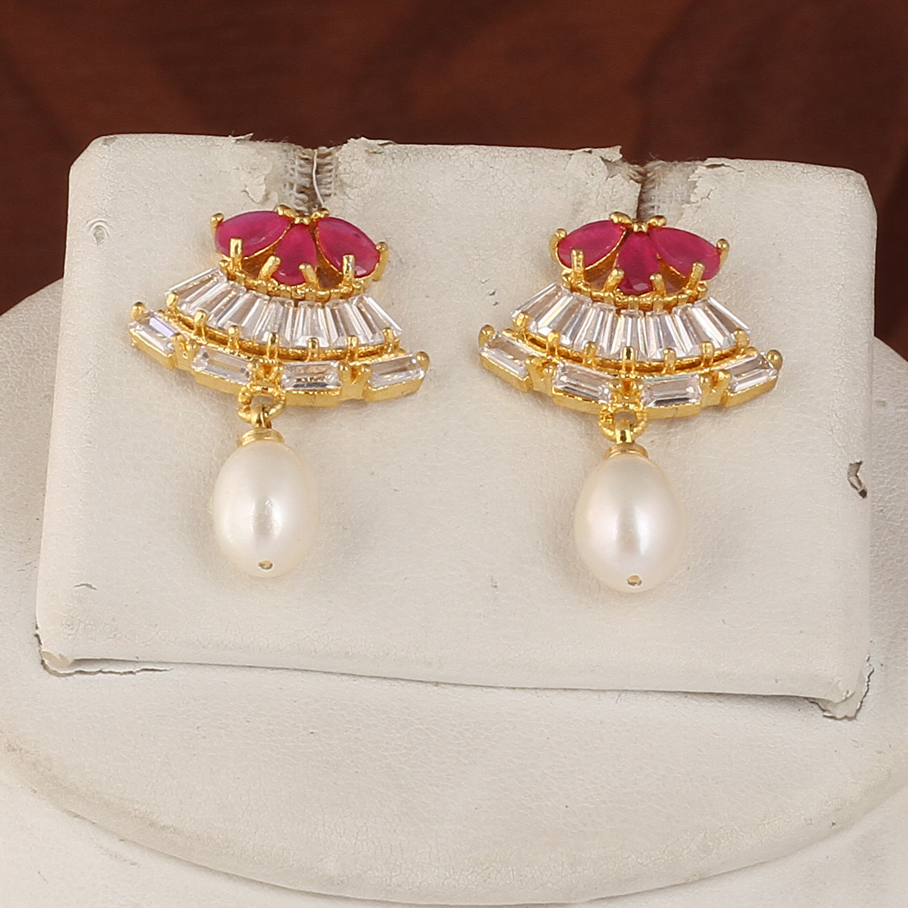 Authentic Real Natural Fresh Water Double Line Pearl Set For Women With Certificate(D.No ADPRLS2532)