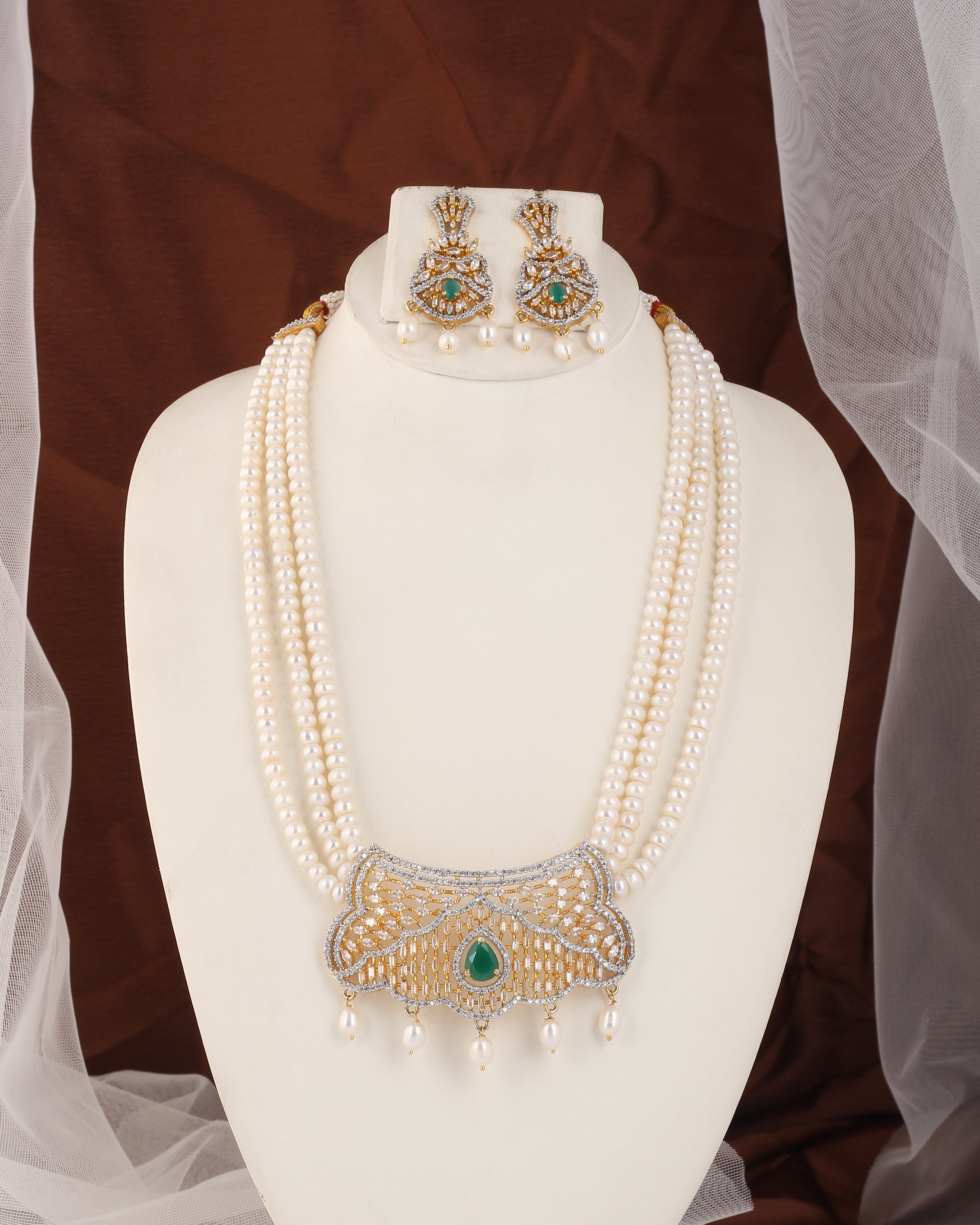 Authentic Real Natural Fresh Water Pearl Set For Women With Certificate(D.No ADPRLS2536)