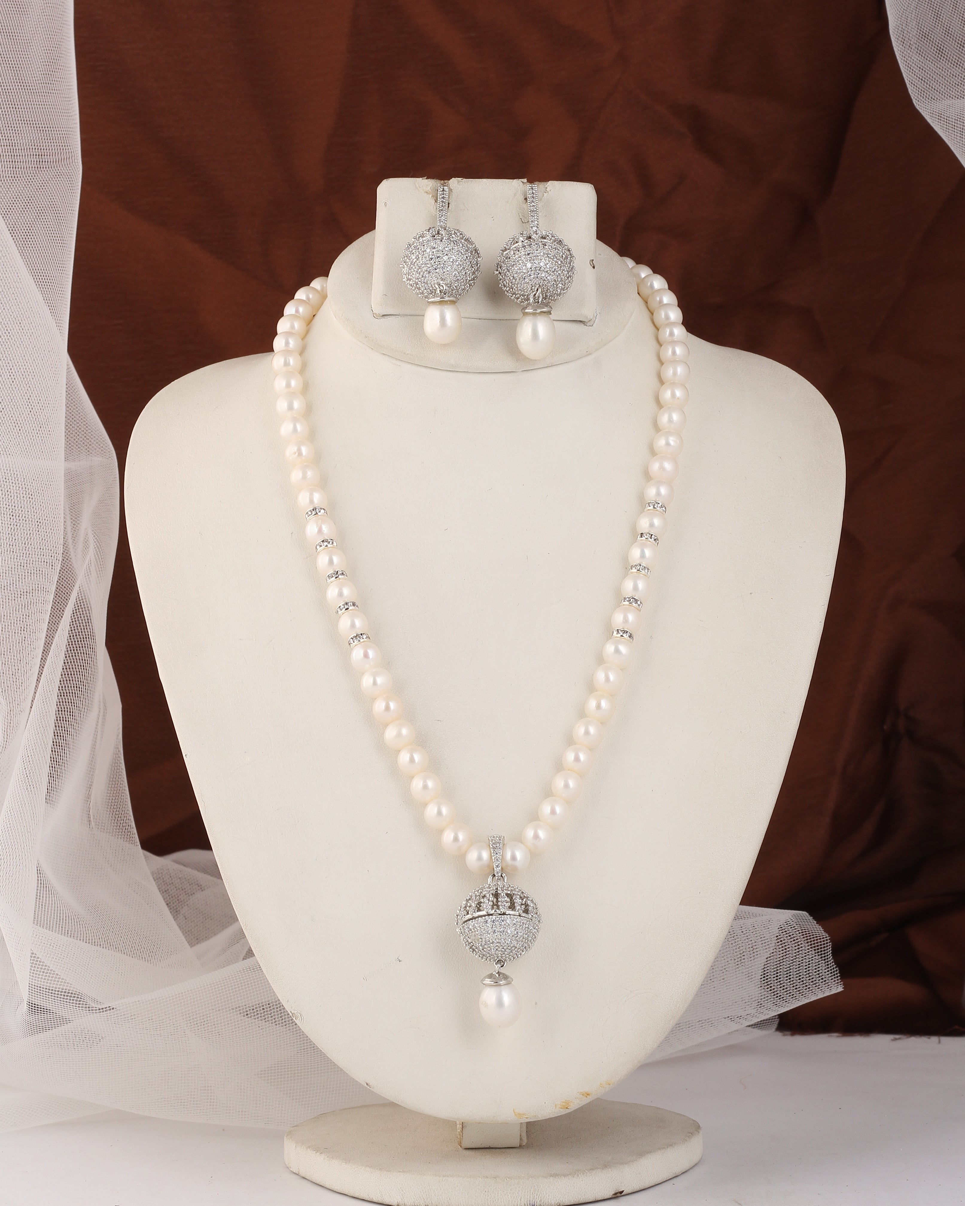 Authentic Real Natural Fresh Water Pearl Set For Women With Certificate(D.No ADPRLS2543)