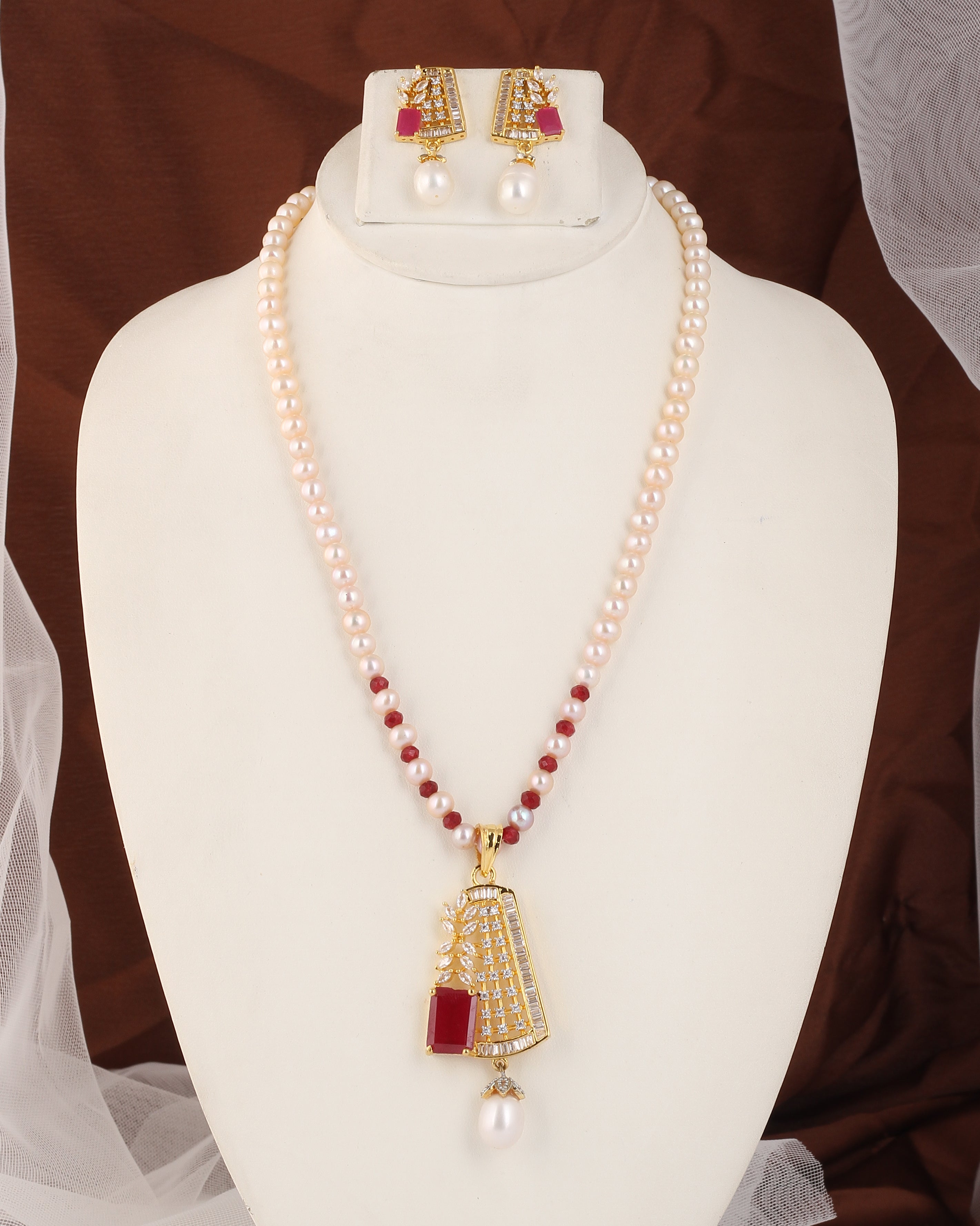 Authentic Real Natural Fresh Water Pearl Set For Women With Certificate(D.No ADPRLS2547)
