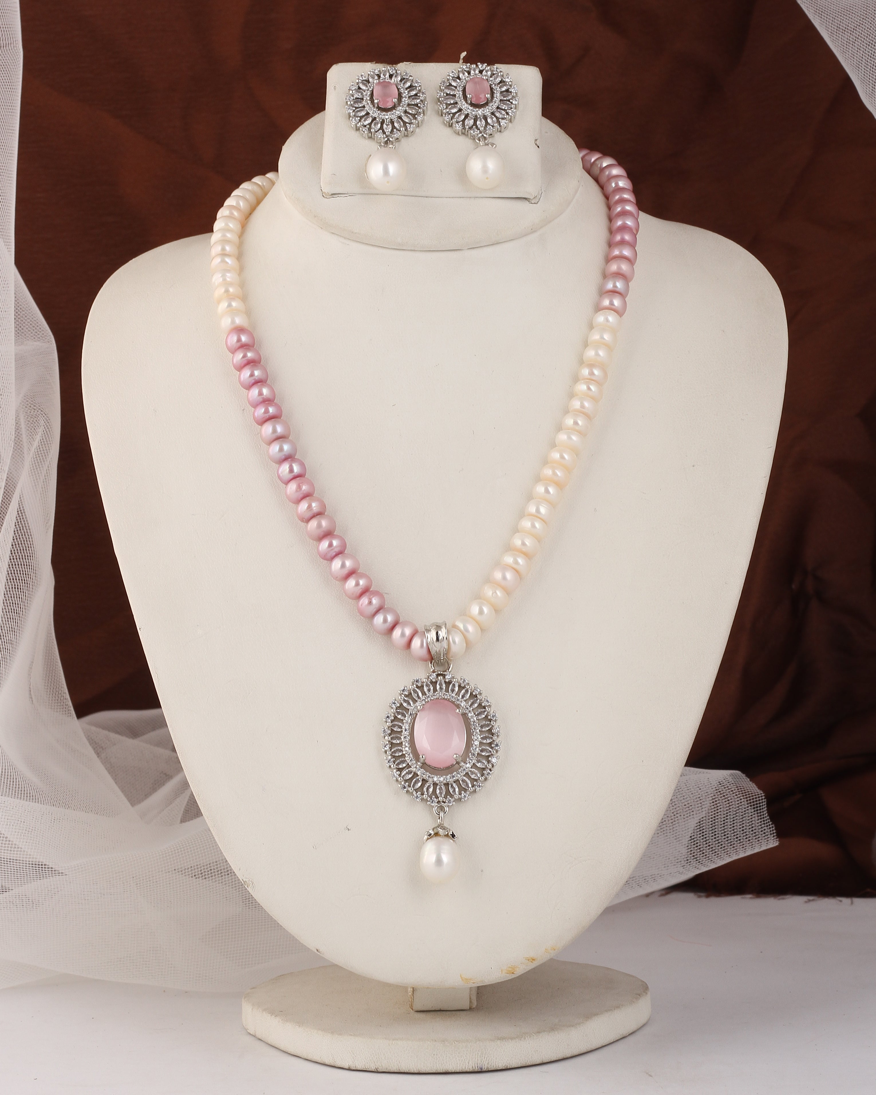 Authentic Real Natural Fresh Water Pearl Set For Women With Certificate(D.No ADPRLS2555)