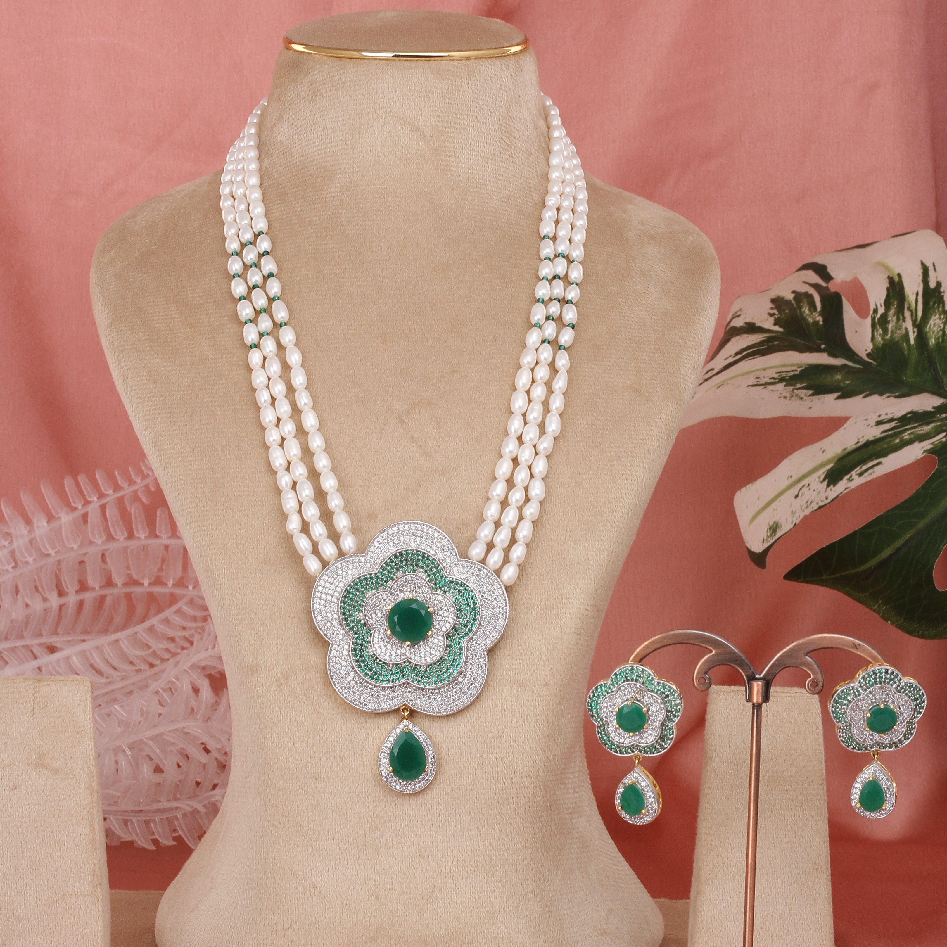 Authentic Hyderabadi Real Natural Fresh Water Pearl Set For Women With Certificate(D.No ADPRLS2563)