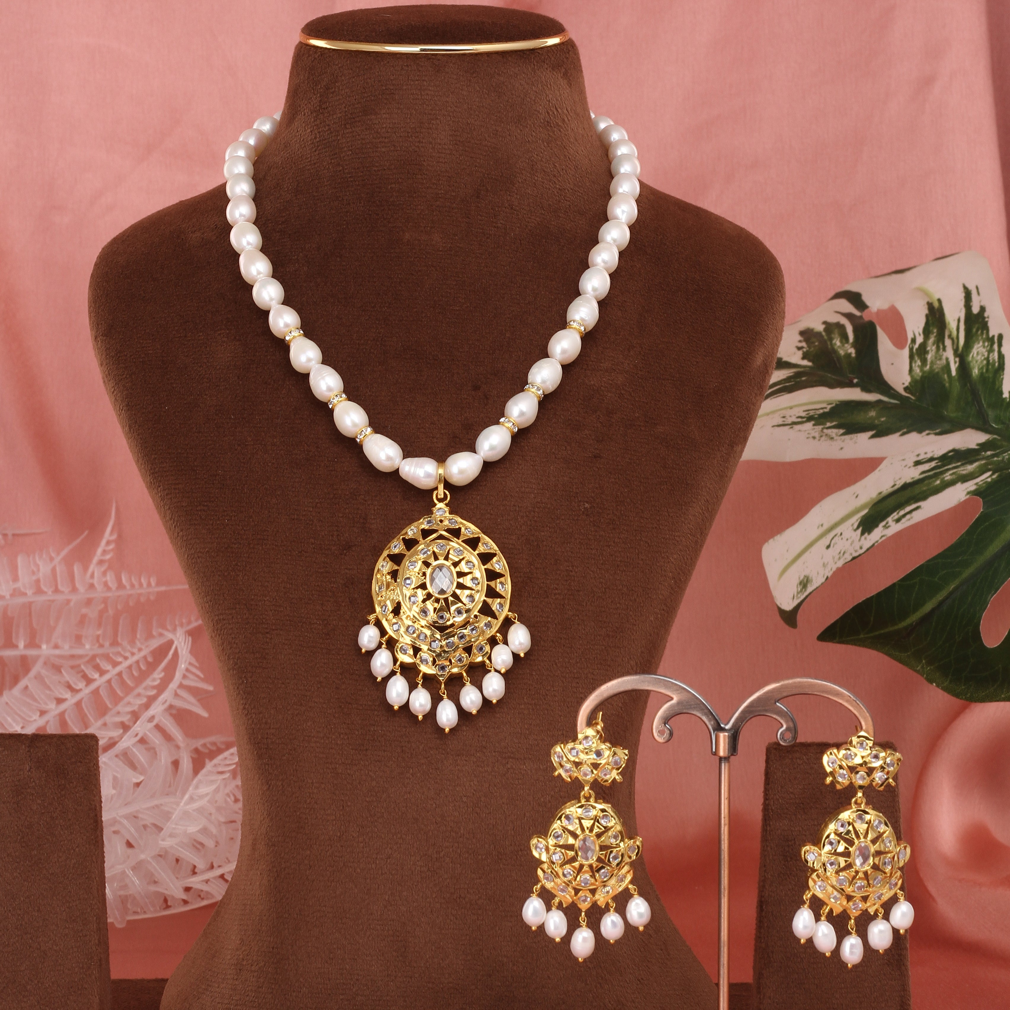 Authentic Single Lines Hyderabadi Real Pearls Set For Women With Certificate(D.No ADPRLS2615)