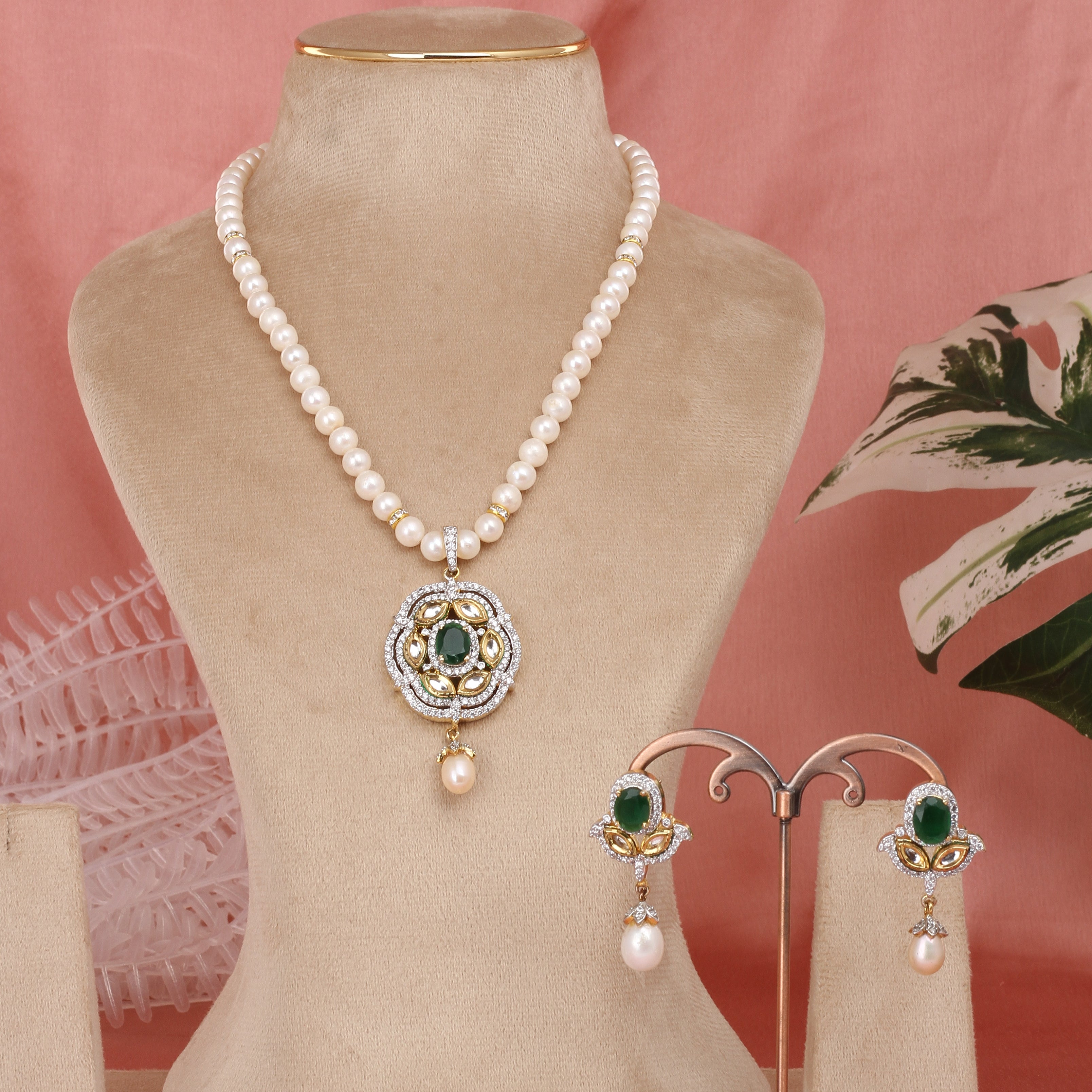 Authentic Single Lines Hyderabadi Real Pearls Set For Women With Certificate(D.No ADPRLS2621)