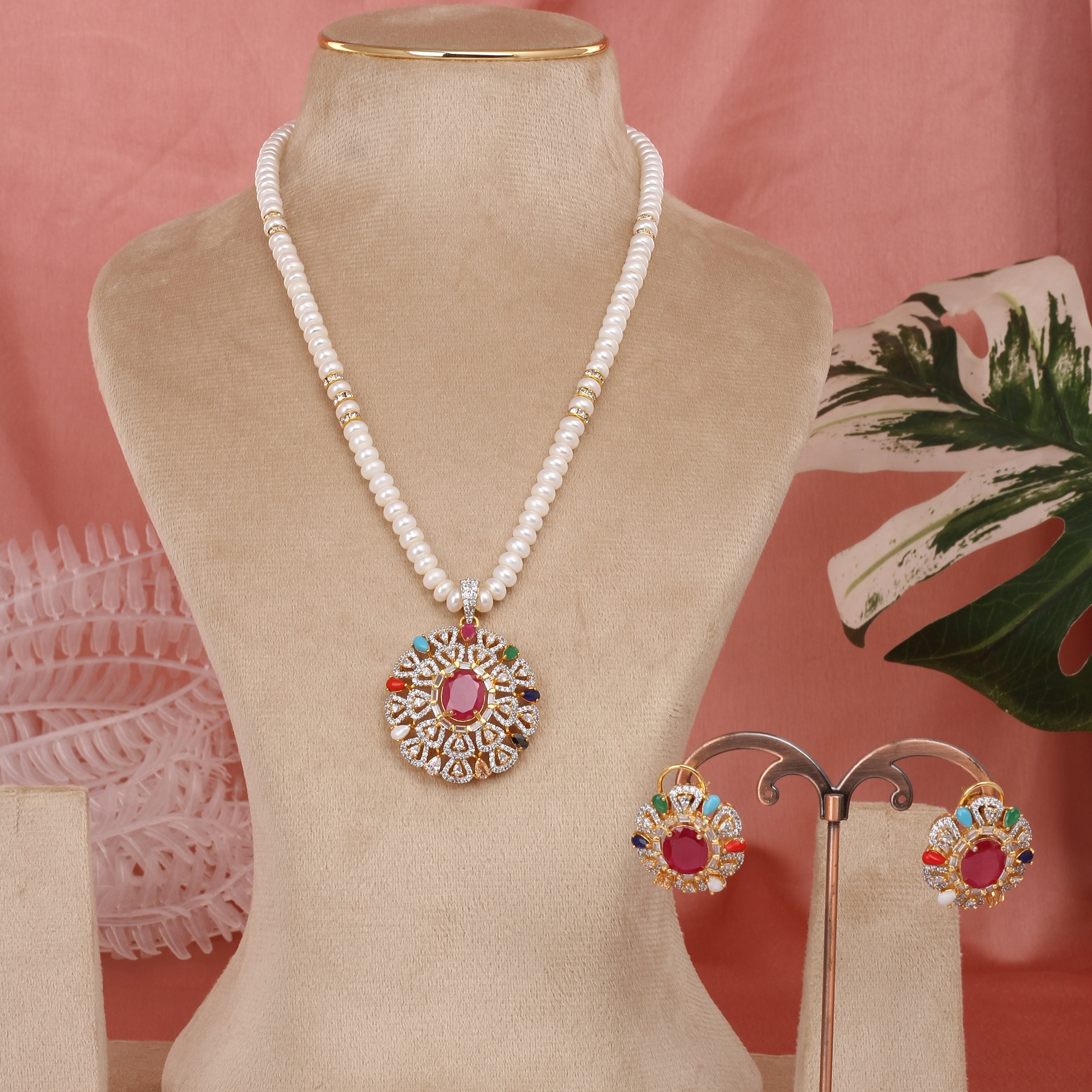 Authentic Single Lines Hyderabadi Real Pearls Set For Women With Certificate(D.No ADPRLS2633)