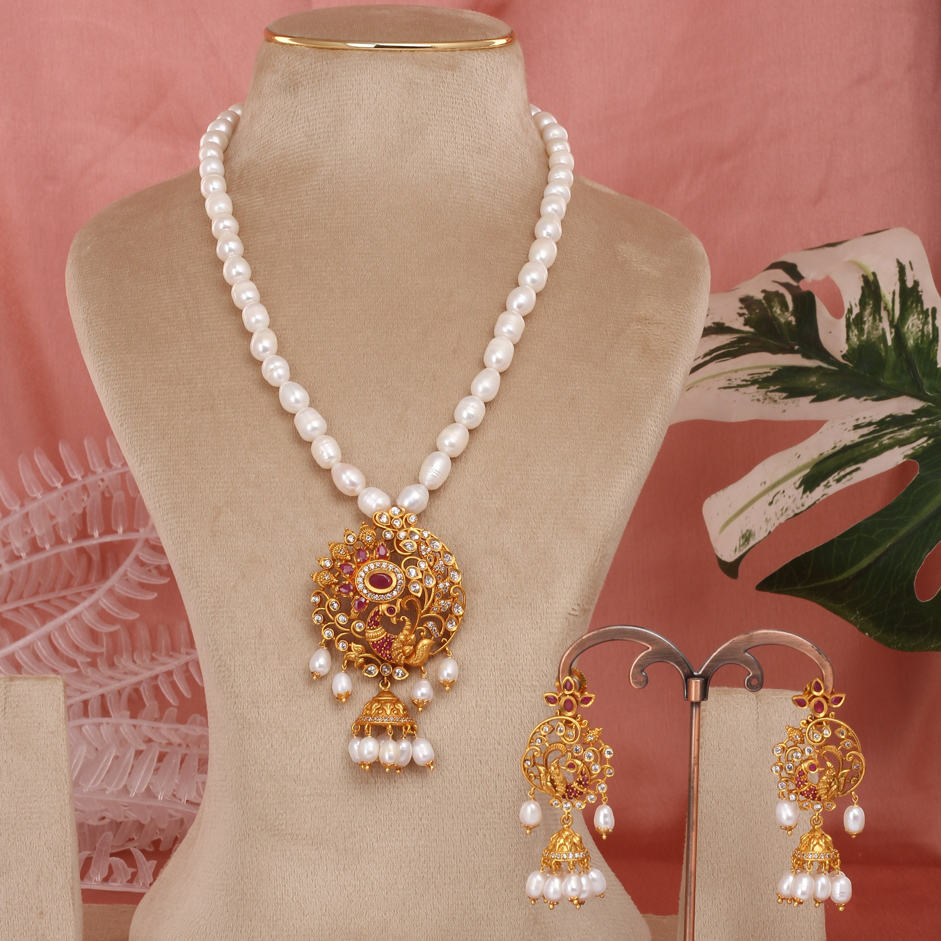 Authentic Single Lines Hyderabadi Real Pearls Set For Women With Certificate(D.No ADPRLS2636)
