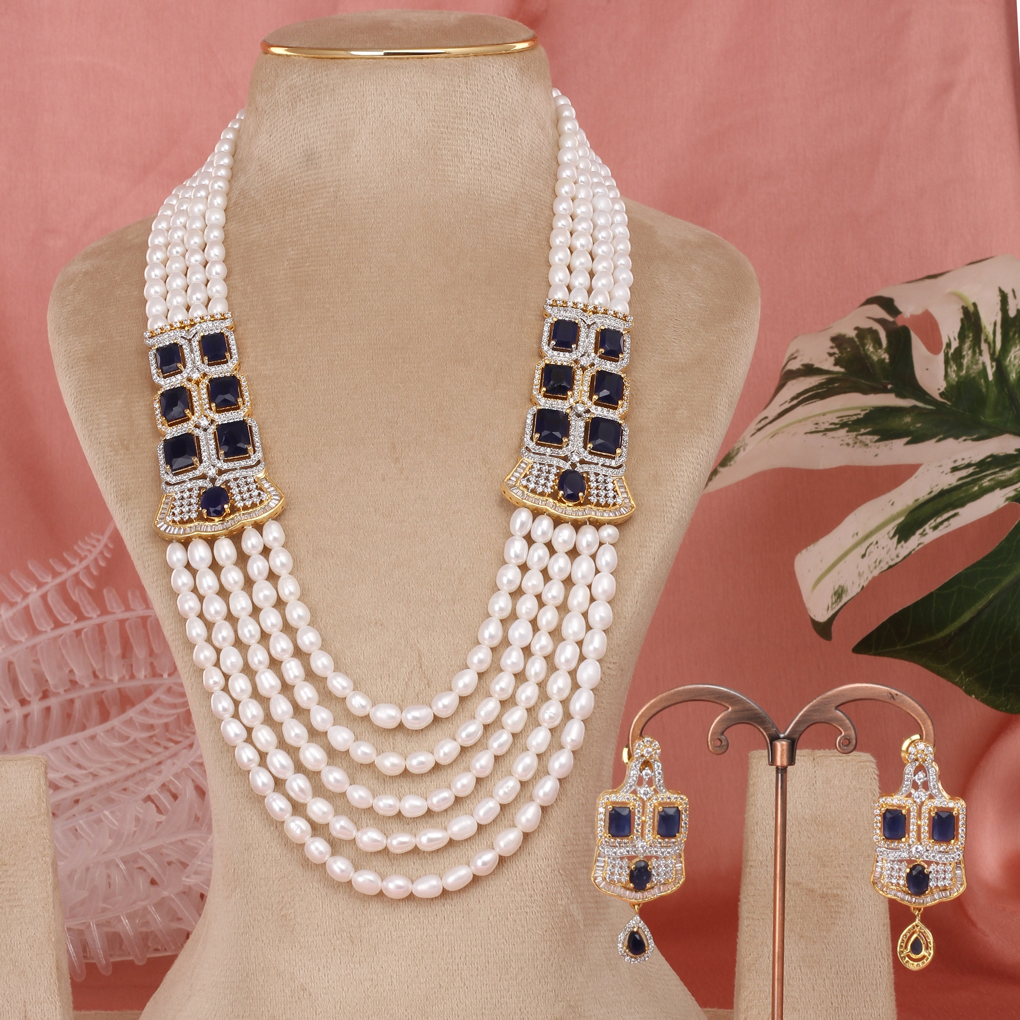 Authentic Real Natural Fresh Water Multi String Pearl Set With Certificate(D.No ADPRLS2637)