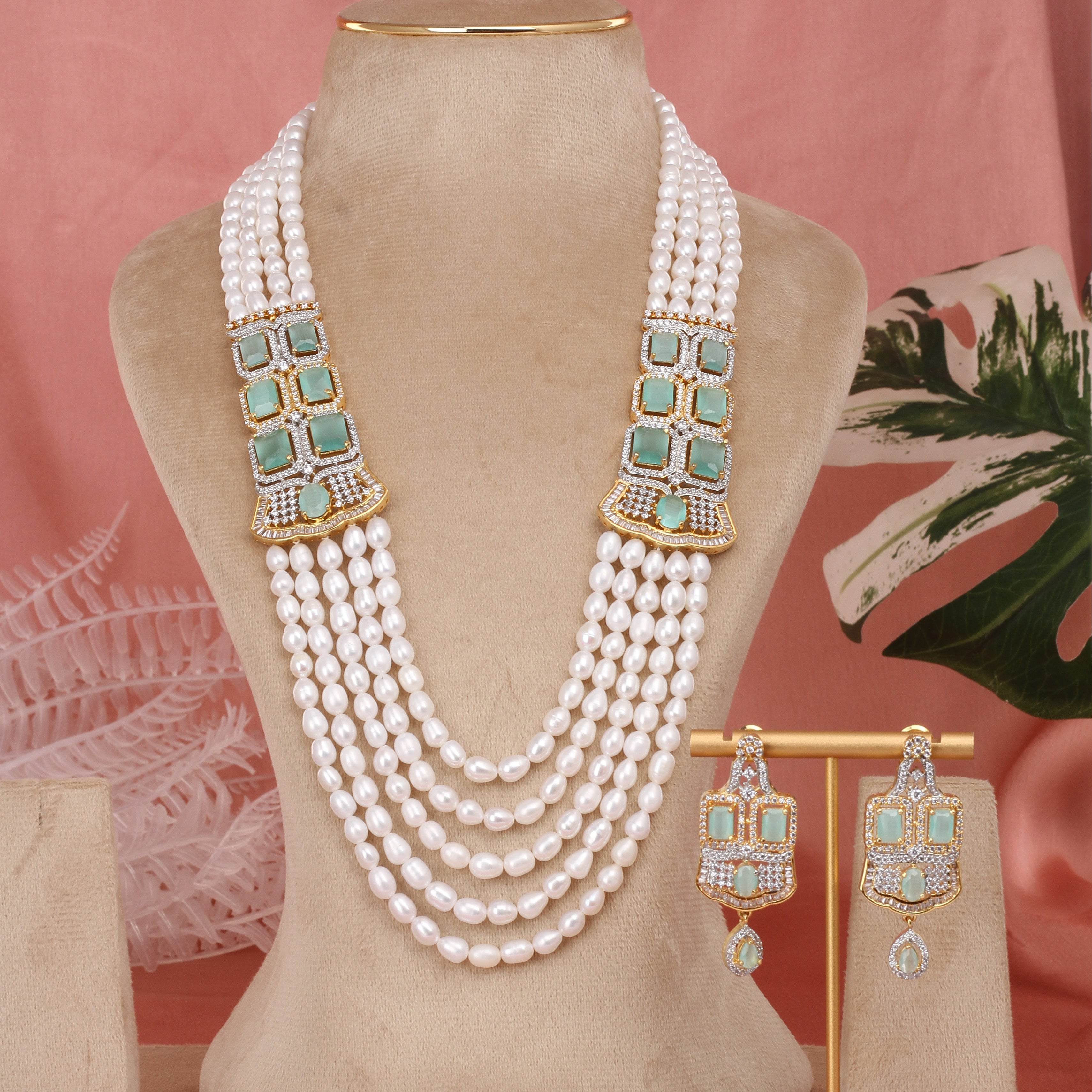 Authentic Real Natural Fresh Water Multi String Pearl Set With Certificate(D.No ADPRLS2639)