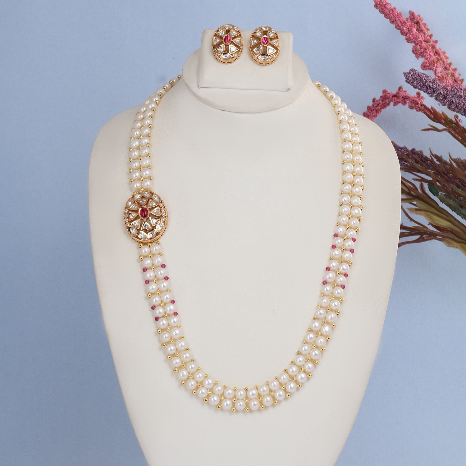 Authentic Hyderabadi Real Button Pearls Set For Women With Certificate(D.No ADPRLS2705)