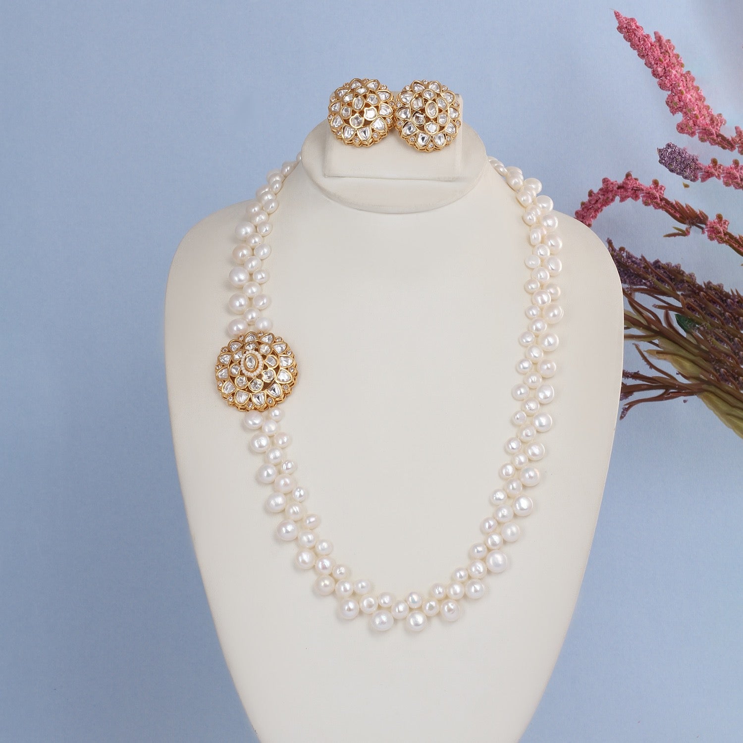 Authentic Hyderabadi Real Button Pearls Set For Women With Certificate(D.No ADPRLS2716)