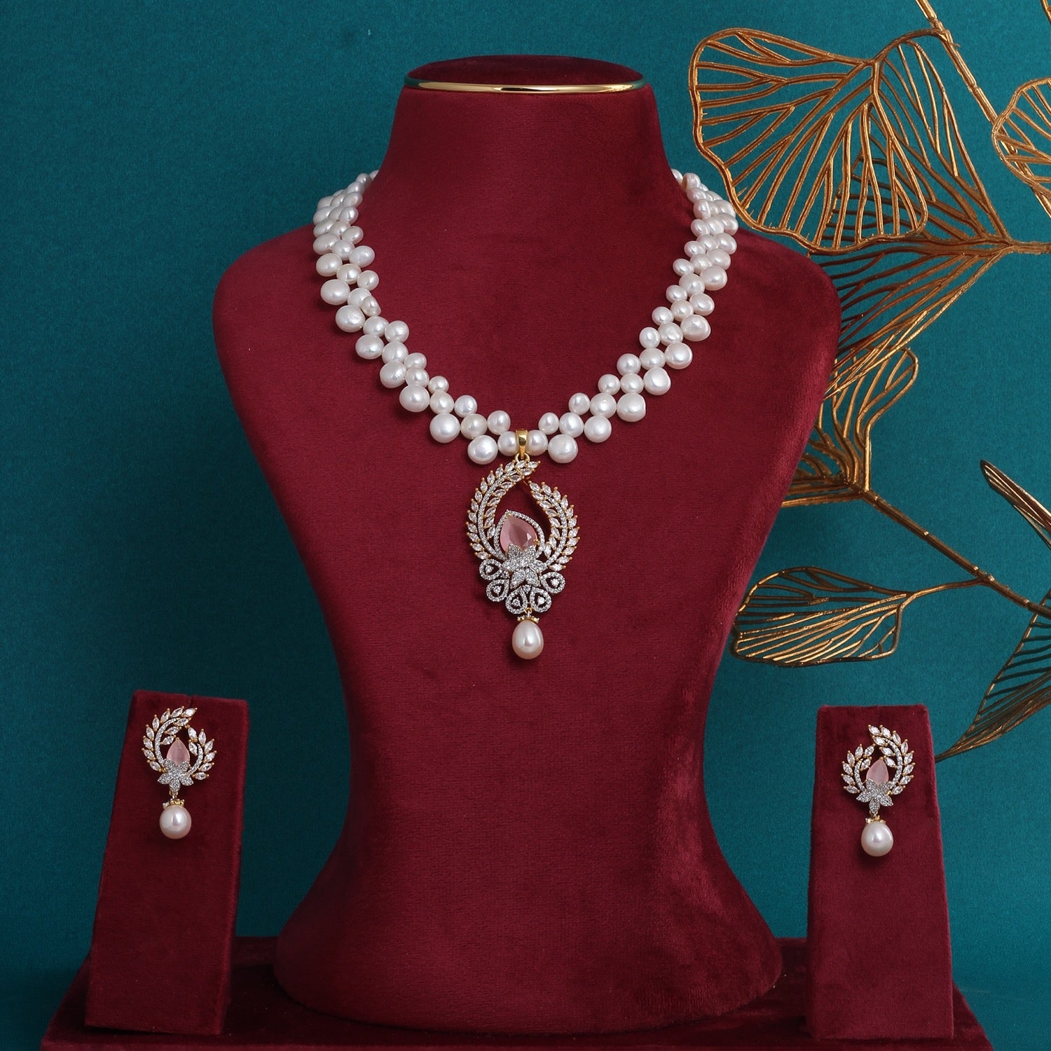 Hand crafted Natural Freshwater Pearl Jewelry Set With Certificate(D.No ADPRLS2725)
