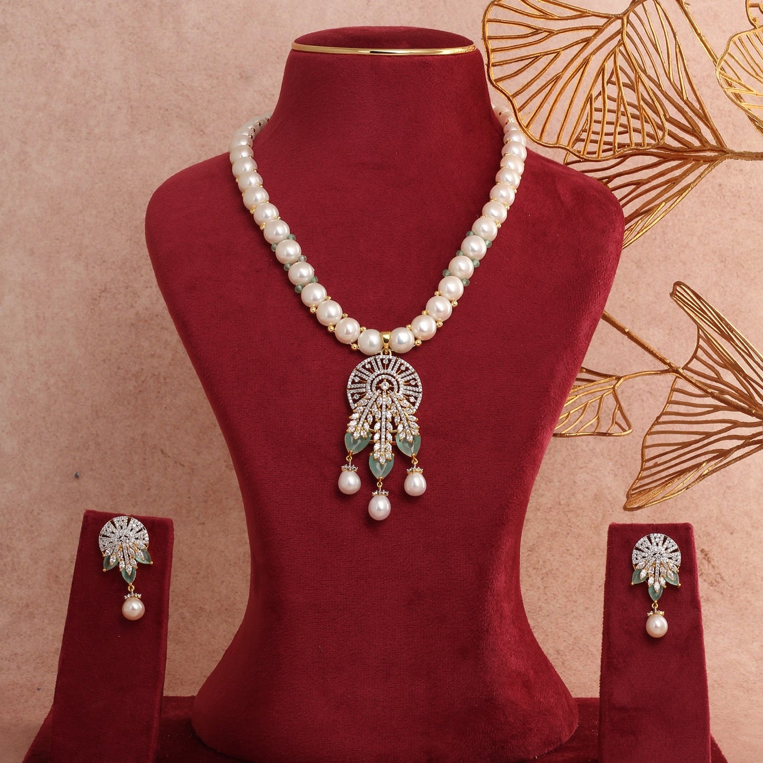 Certified Natural Freshwater Button Pearl Jewelry Set With Certificate(D.No ADPRLS2734)