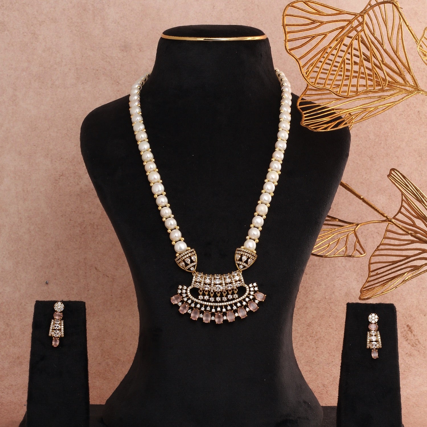 Genuine Natural Freshwater Button Pearl Jewelry Set With Certificate(D.No ADPRLS2738)