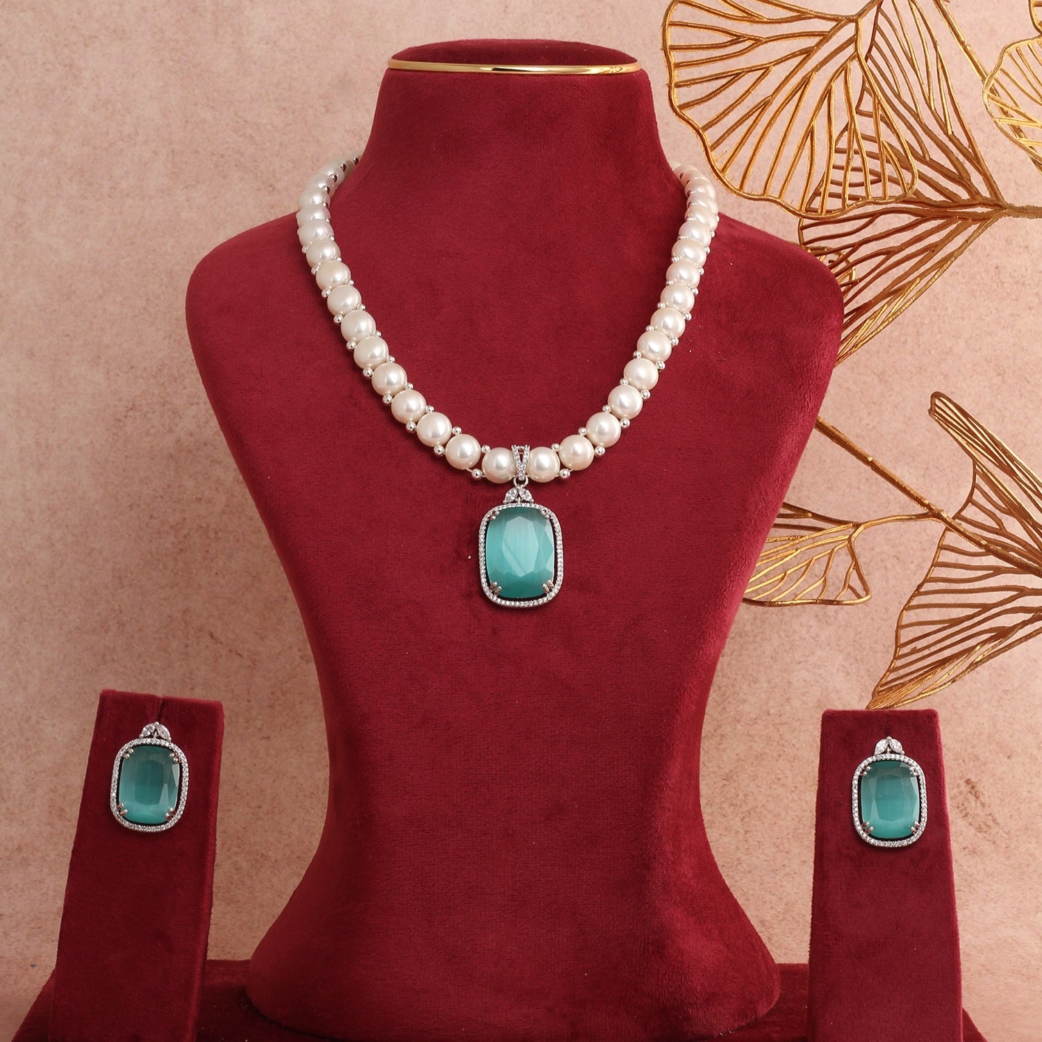 Premium Quality Natural Freshwater Button Pearl Jewelry Set With Certificate(D.No ADPRLS2748)