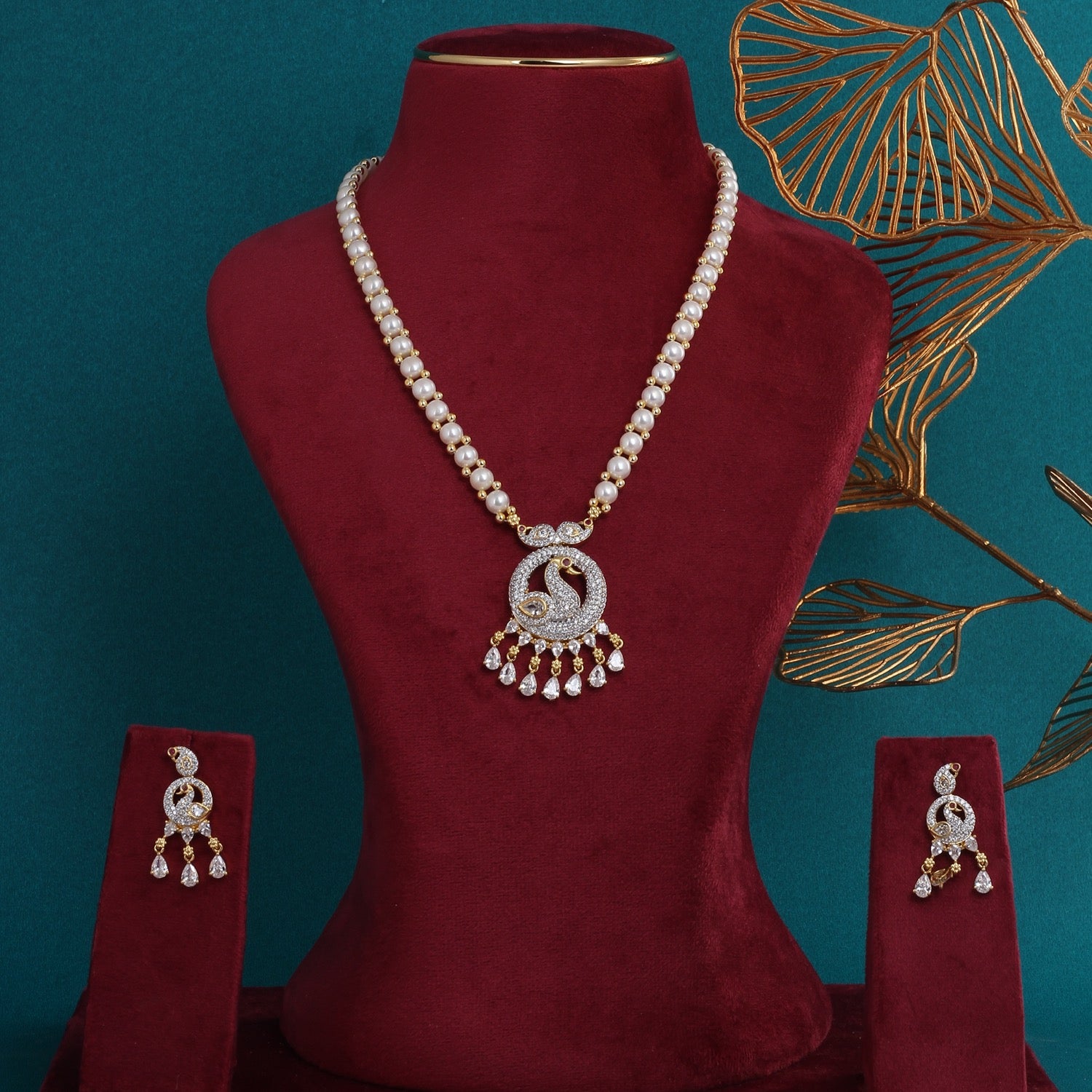 Premium Quality Natural Freshwater Button Pearl Jewelry Set With Certificate(D.No ADPRLS2754)