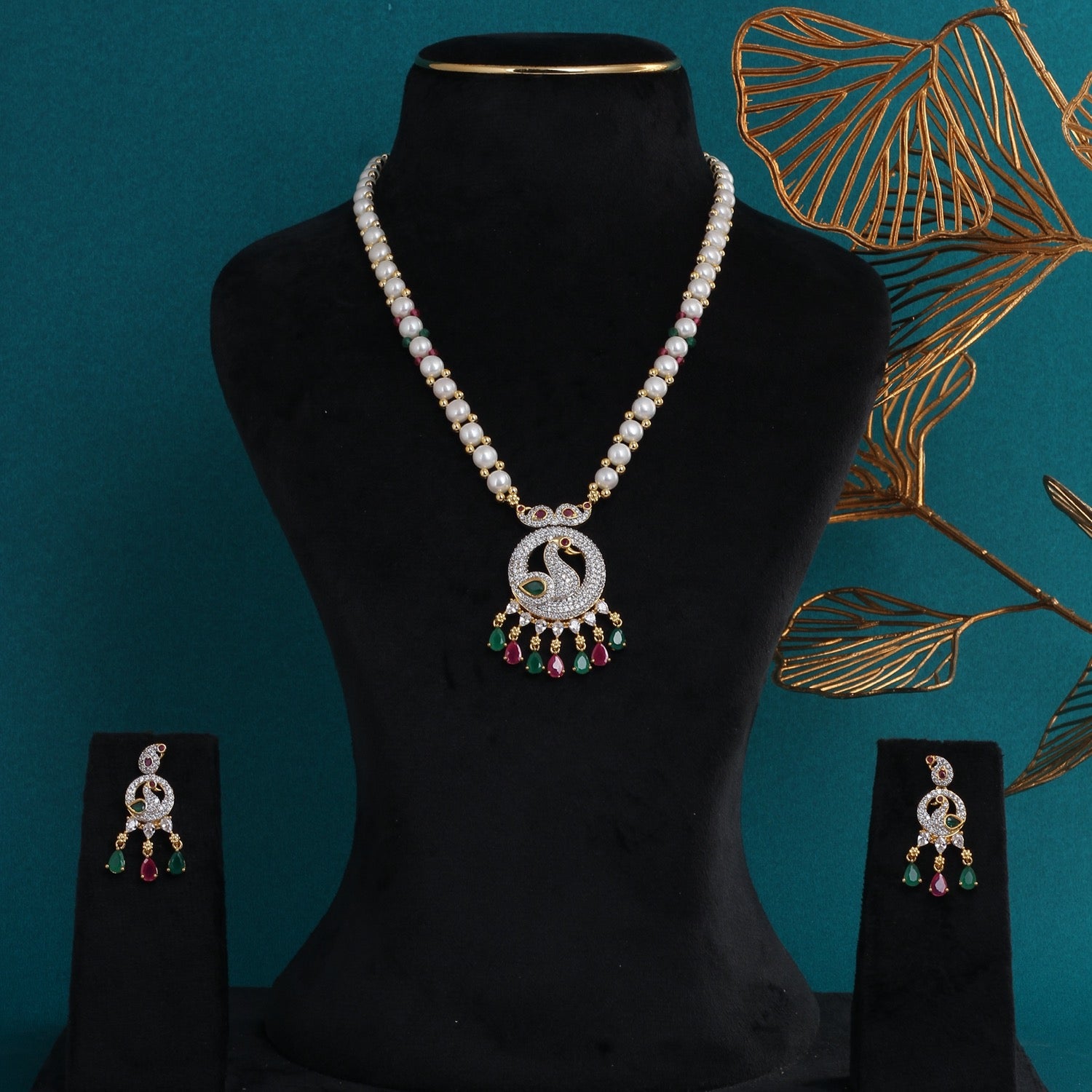 Premium Quality Natural Freshwater Button Pearl Jewelry Set With Certificate(D.No ADPRLS2755)