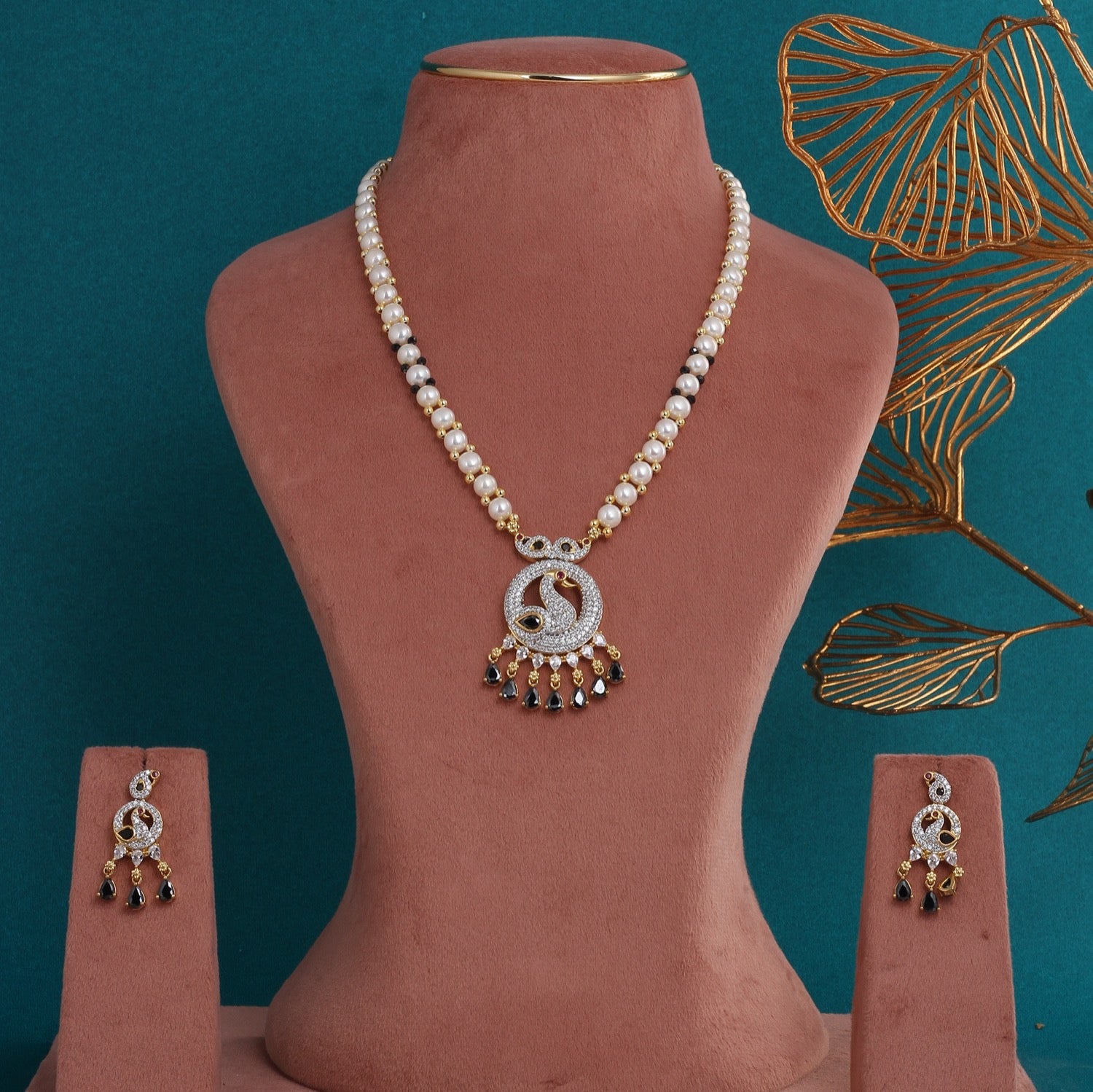 Premium Quality Natural Freshwater Button Pearl Jewelry Set With Certificate(D.No ADPRLS2756)