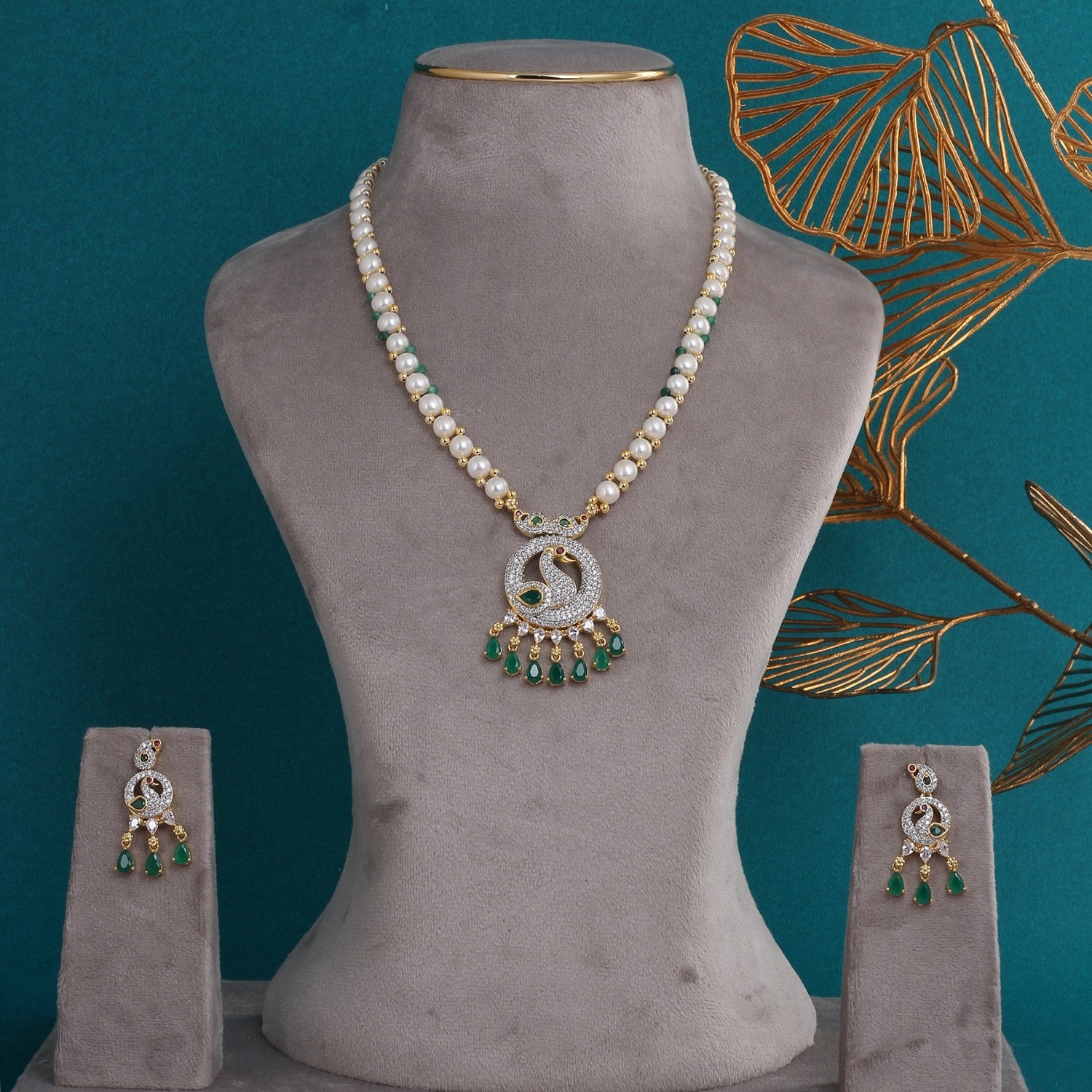 Premium Quality Natural Freshwater Button Pearl Jewelry Set With Certificate(D.No ADPRLS2757)
