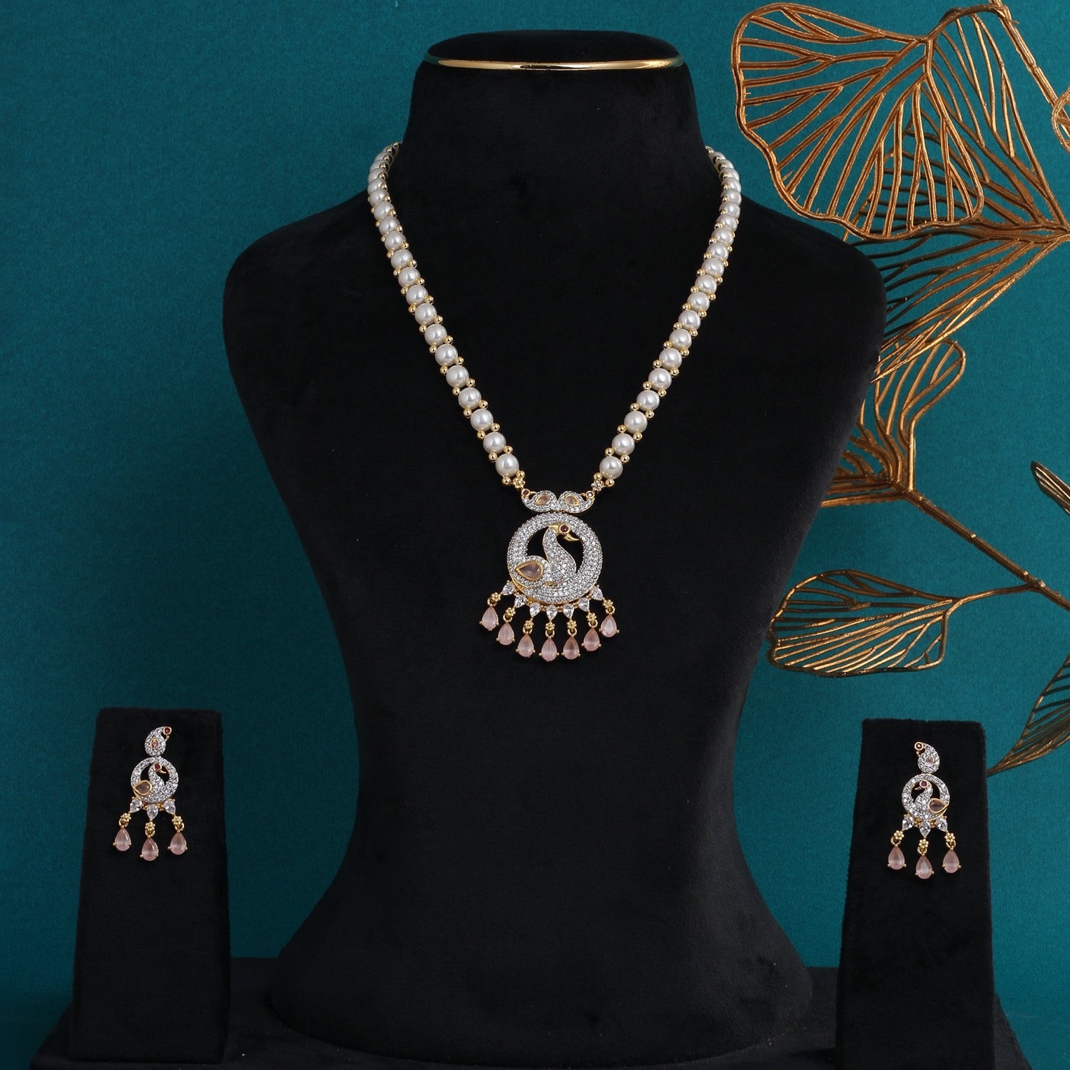 Premium Quality Natural Freshwater Button Pearl Jewelry Set With Certificate(D.No ADPRLS2758)